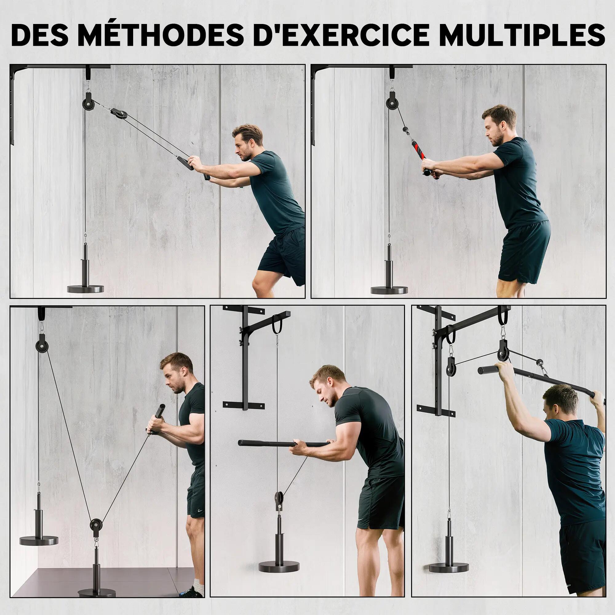 Poulie musculation maison, cable machine musculation exercices de flexion des 6/9