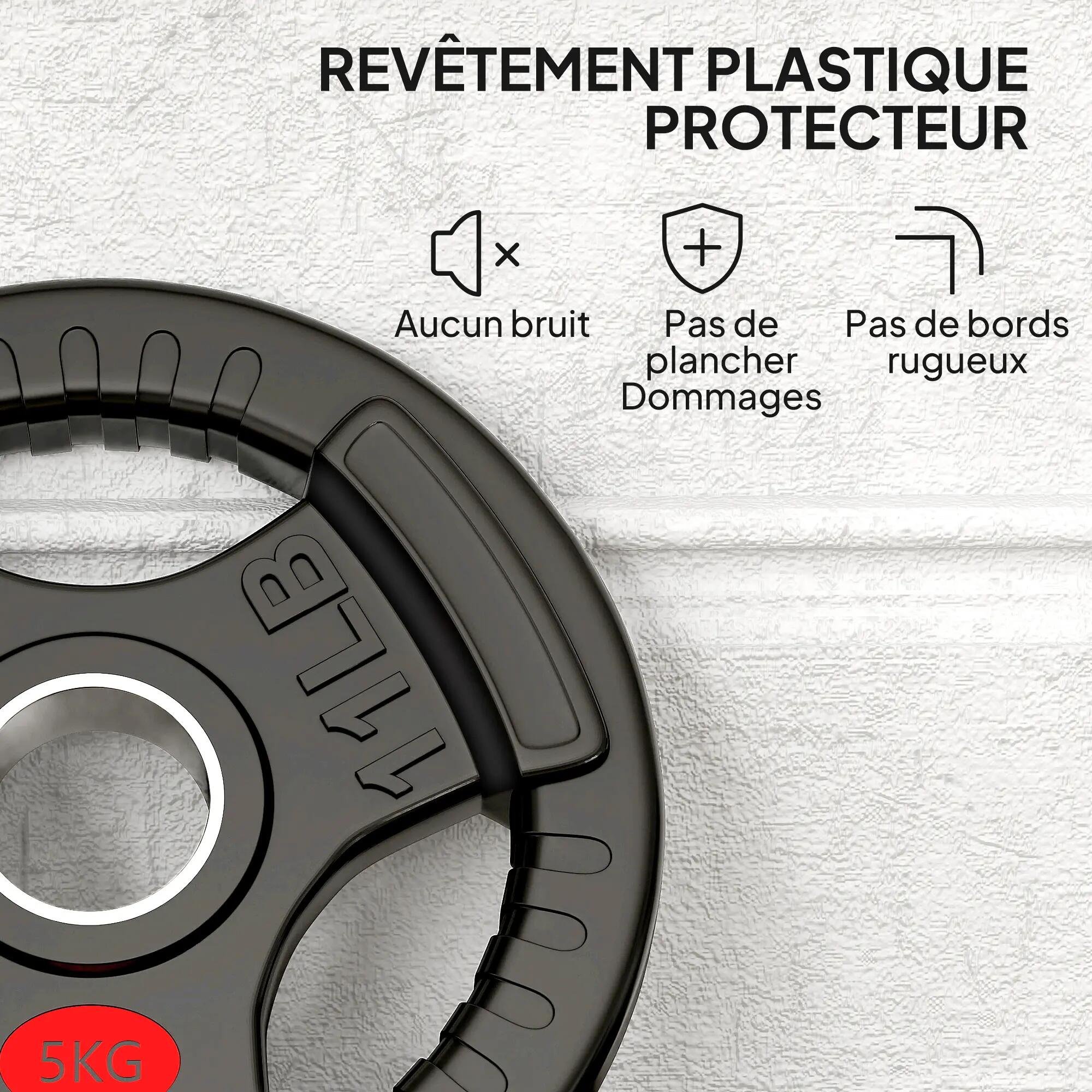 Disques de Poids en Acier 10 kg, Finition PVC, Plaques de Poids 2 x 5 kg, 3 Poig 8/9