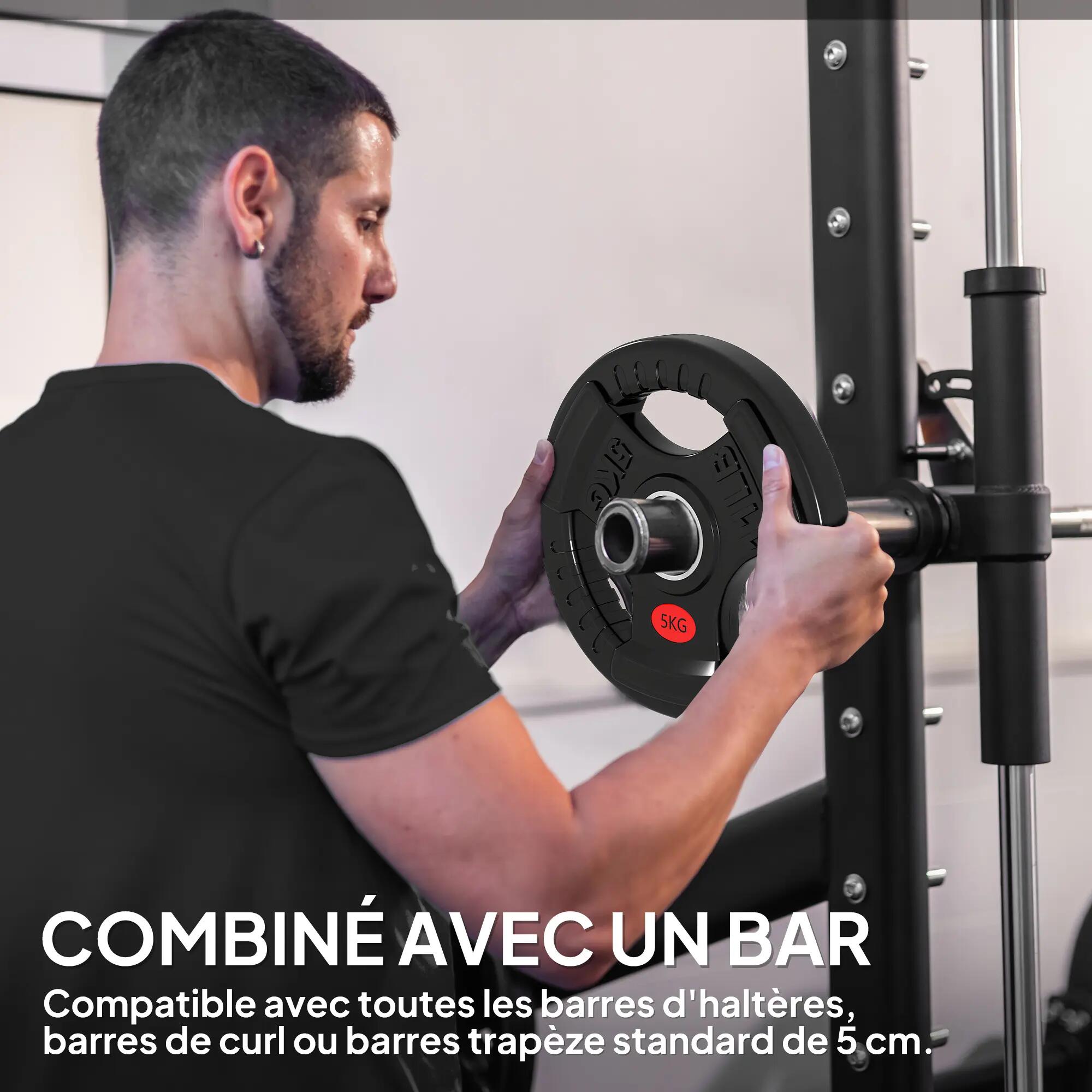 Disques de Poids en Acier 10 kg, Finition PVC, Plaques de Poids 2 x 5 kg, 3 Poig 7/9