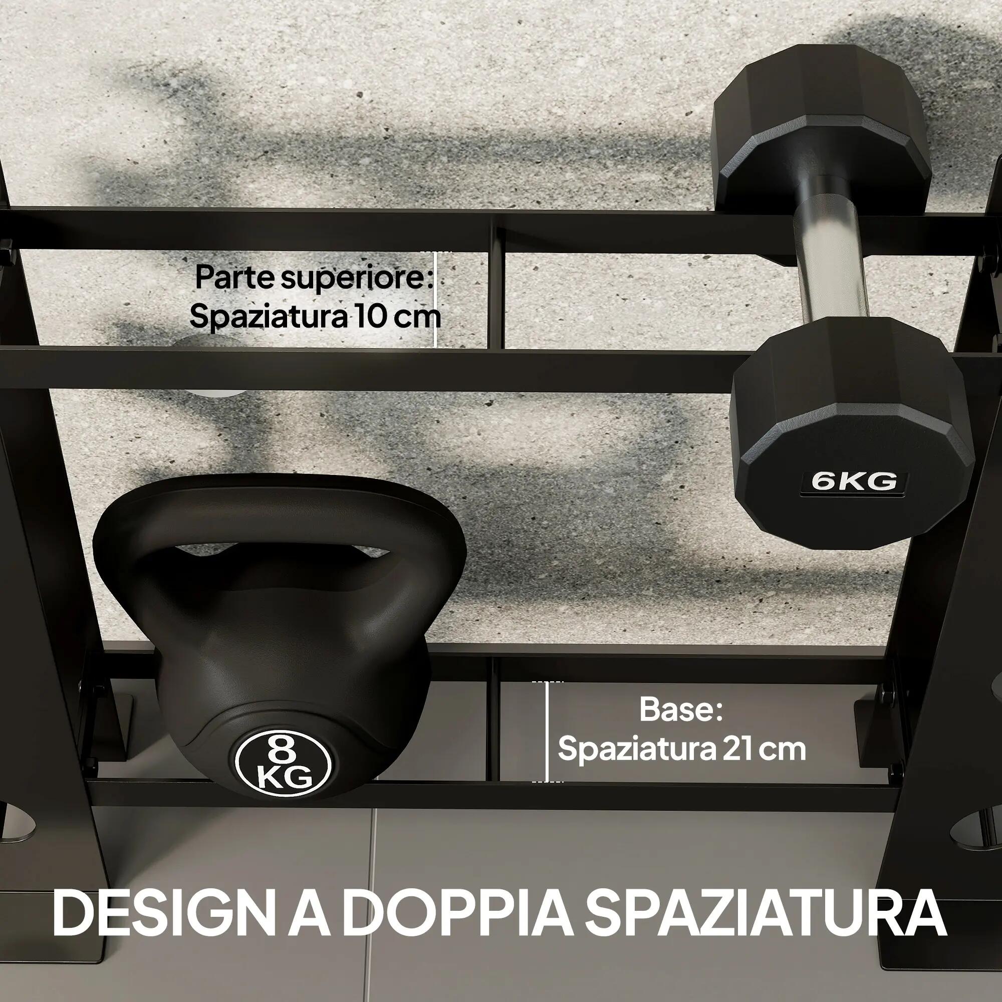 Support à haltères en acier à 4 niveaux, capacité 200 kg, 70 x 21 x 55 cm, noir 7/9