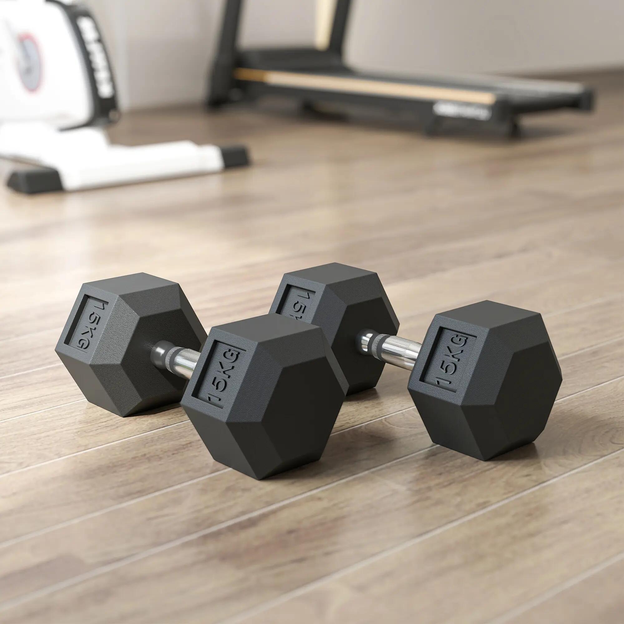 Lot de 2 haltères courtes poids total 30 Kg 4/5