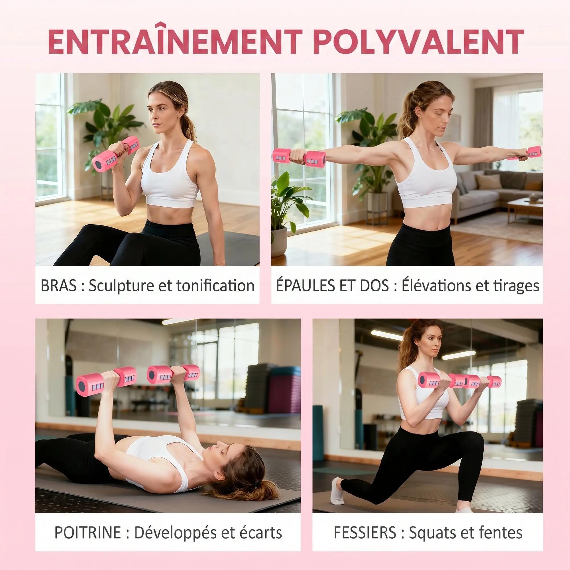Ensemble d'Haltères Réglables 5 kg 4 en 1, Paires d'Haltères 1kg/1,5kg/2kg/2,5kg 9/9