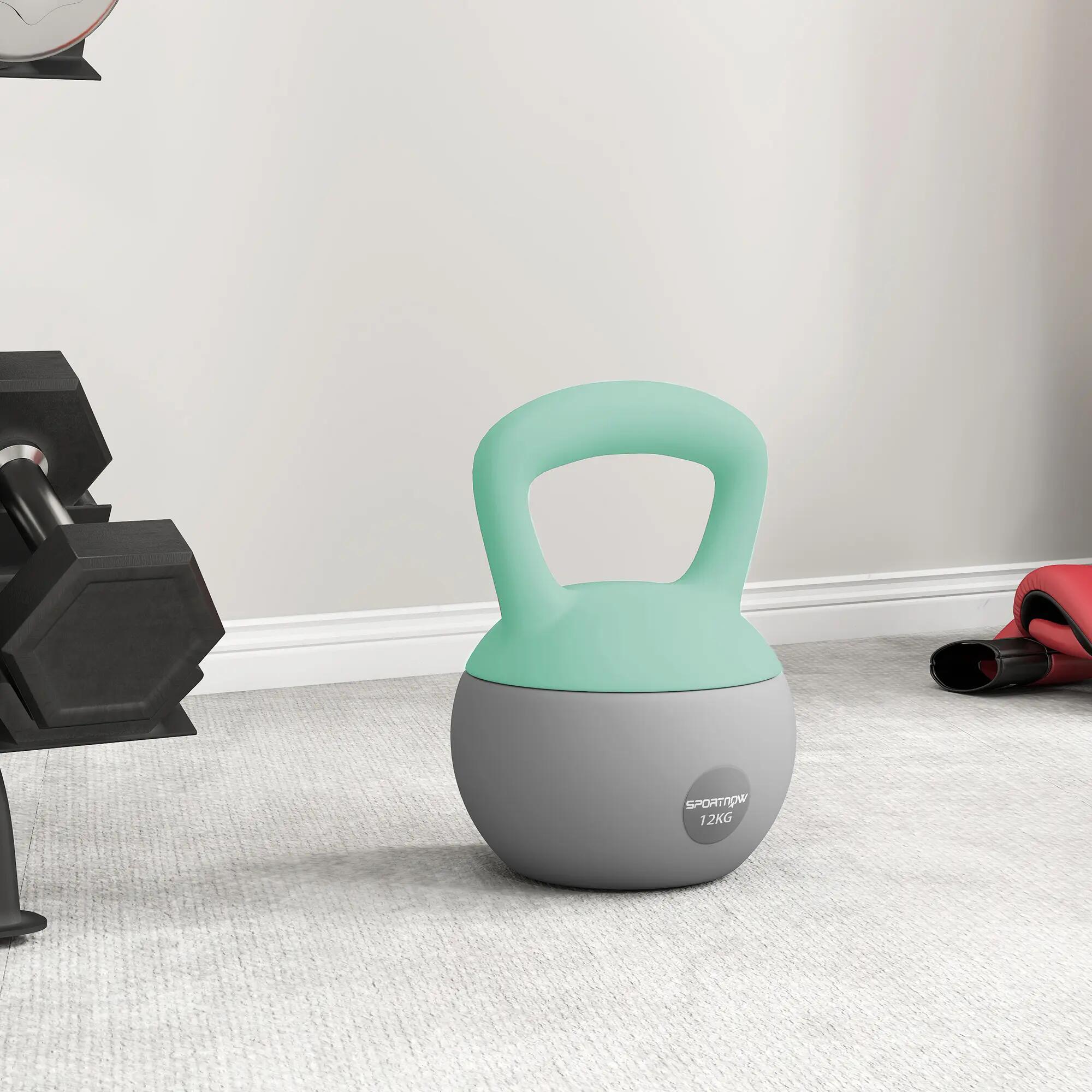 Kettlebell 12 kg rempli de sable, poignée antidérapante en métal, pour l'entraîn 9/9