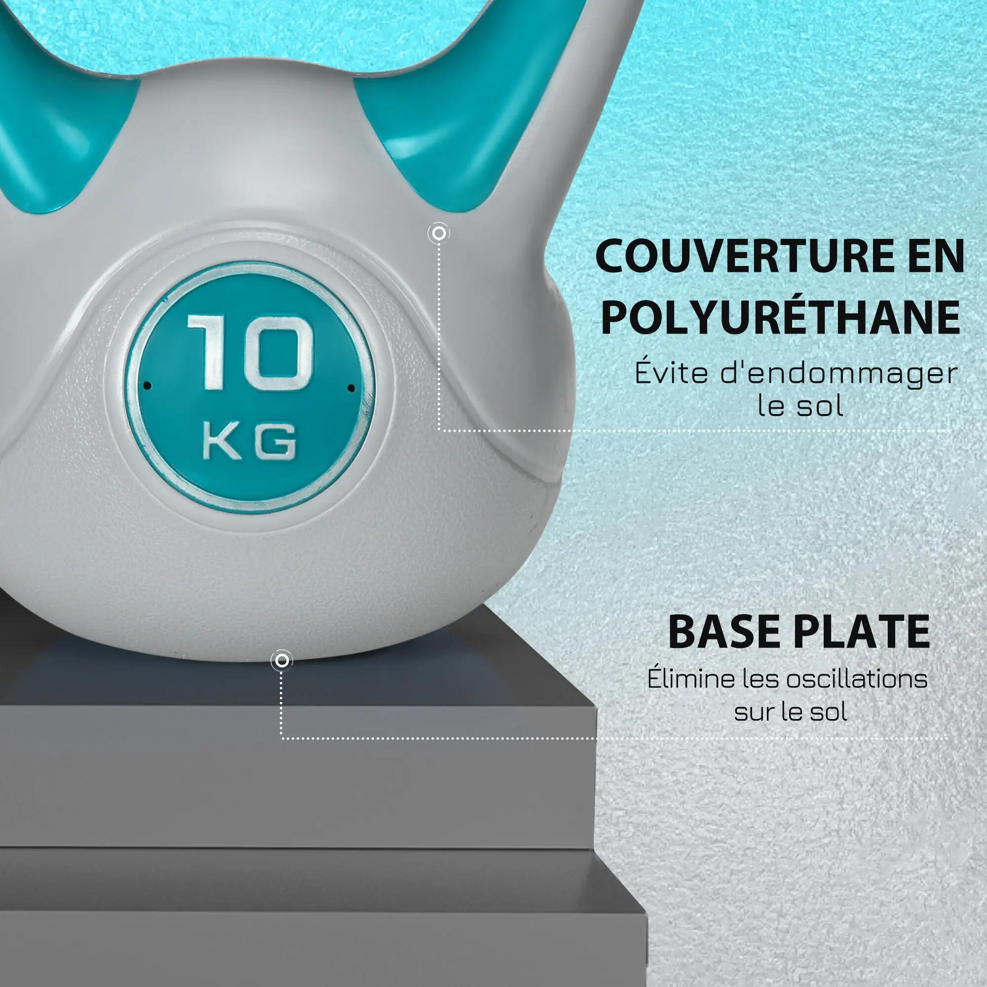 Kettlebell 10 kg, haltère avec poignée ergonomique, haltère à boule, musculation 8/9