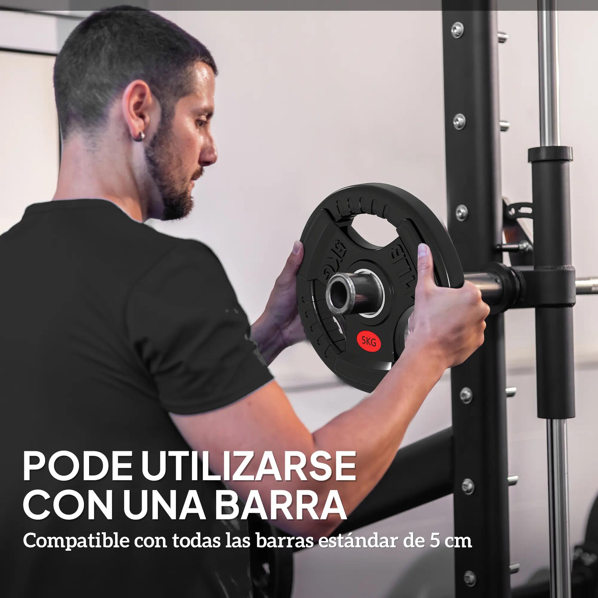 Disques de musculation olympiques, trou de 50 mm, 2 x 5 kg, avec anneau intérieu 7/9