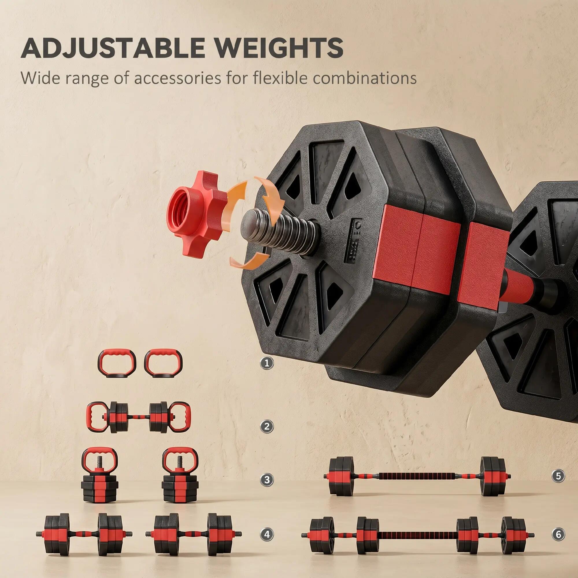 Ensemble d'haltères 6 en 1, réglables jusqu'à 20 kg, pour l'entraînement muscula 7/9