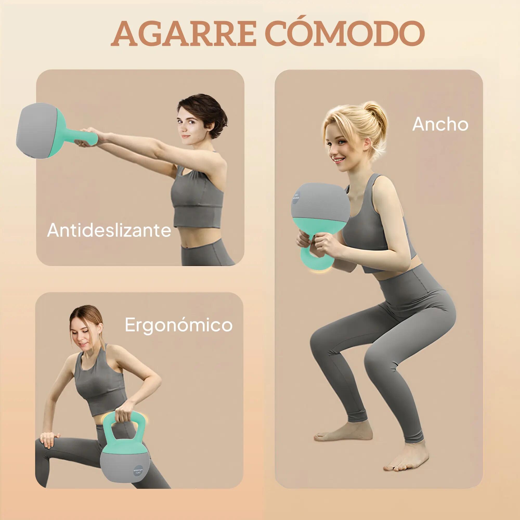 Kettlebell 12 kg rempli de sable, poignée antidérapante en métal, pour l'entraîn 7/9