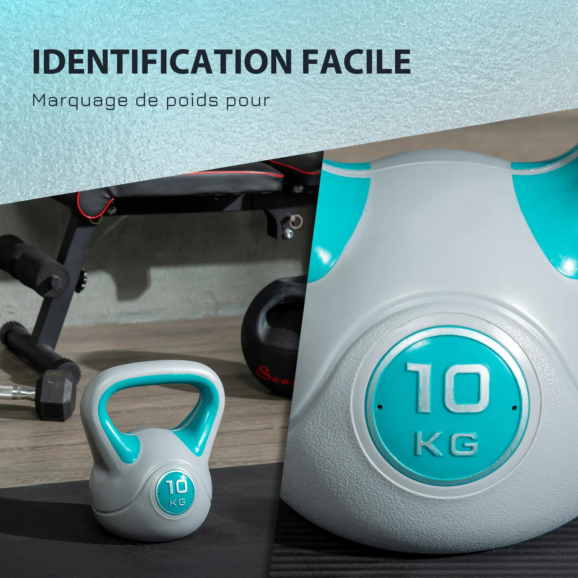 Kettlebell 10 kg, haltère avec poignée ergonomique, haltère à boule, musculation 7/9
