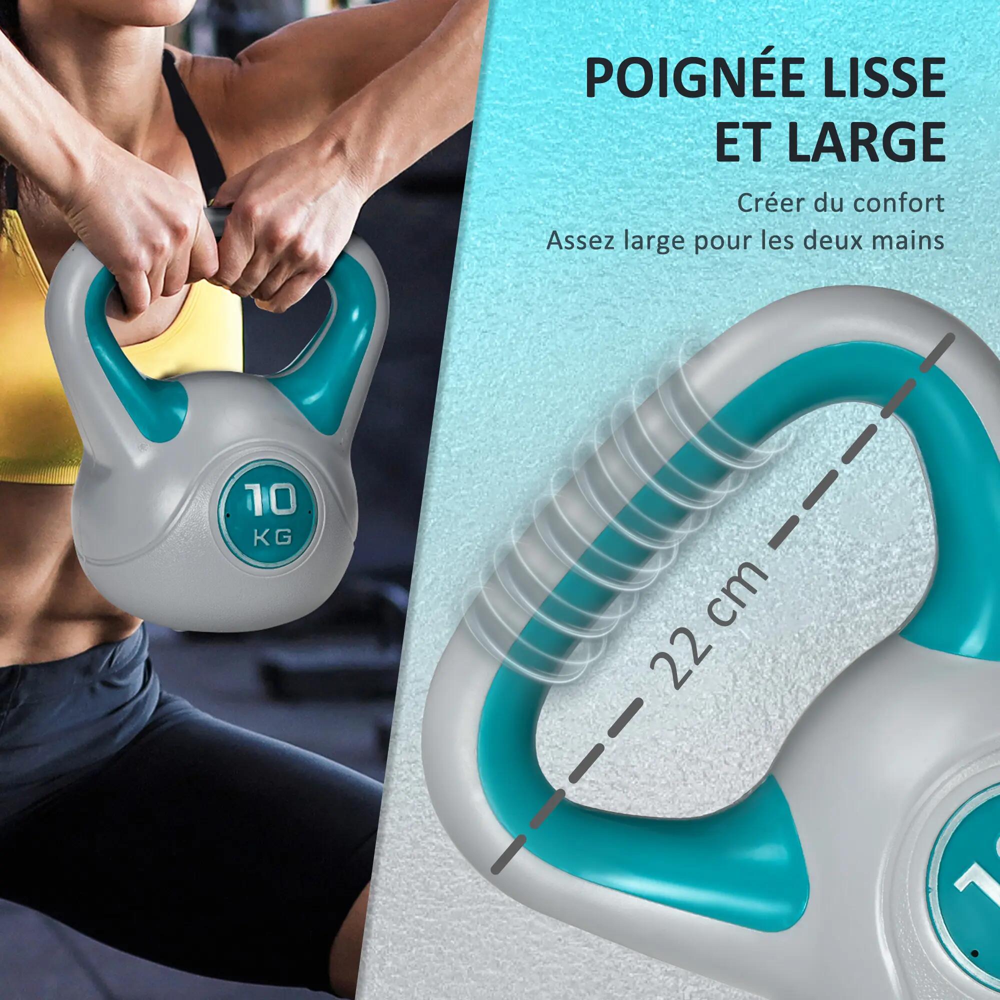 Kettlebell 10 kg, haltère avec poignée ergonomique, haltère à boule, musculation 6/9