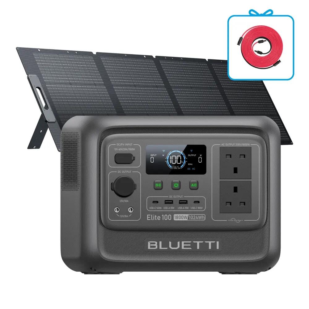 BLUETTI Elite 100 V2+PV200 1024Wh Portable Power Station for Camping,Emergencies