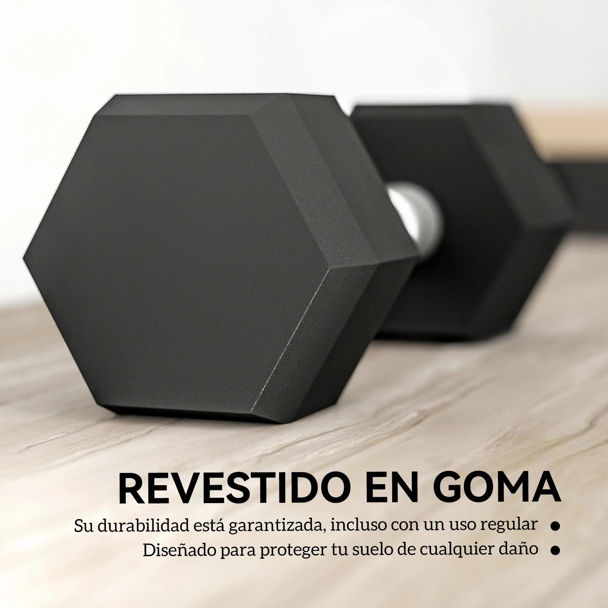 Ensemble de 2 haltères de 6 kg avec barre de connexion en métal et tête hexagona 6/9