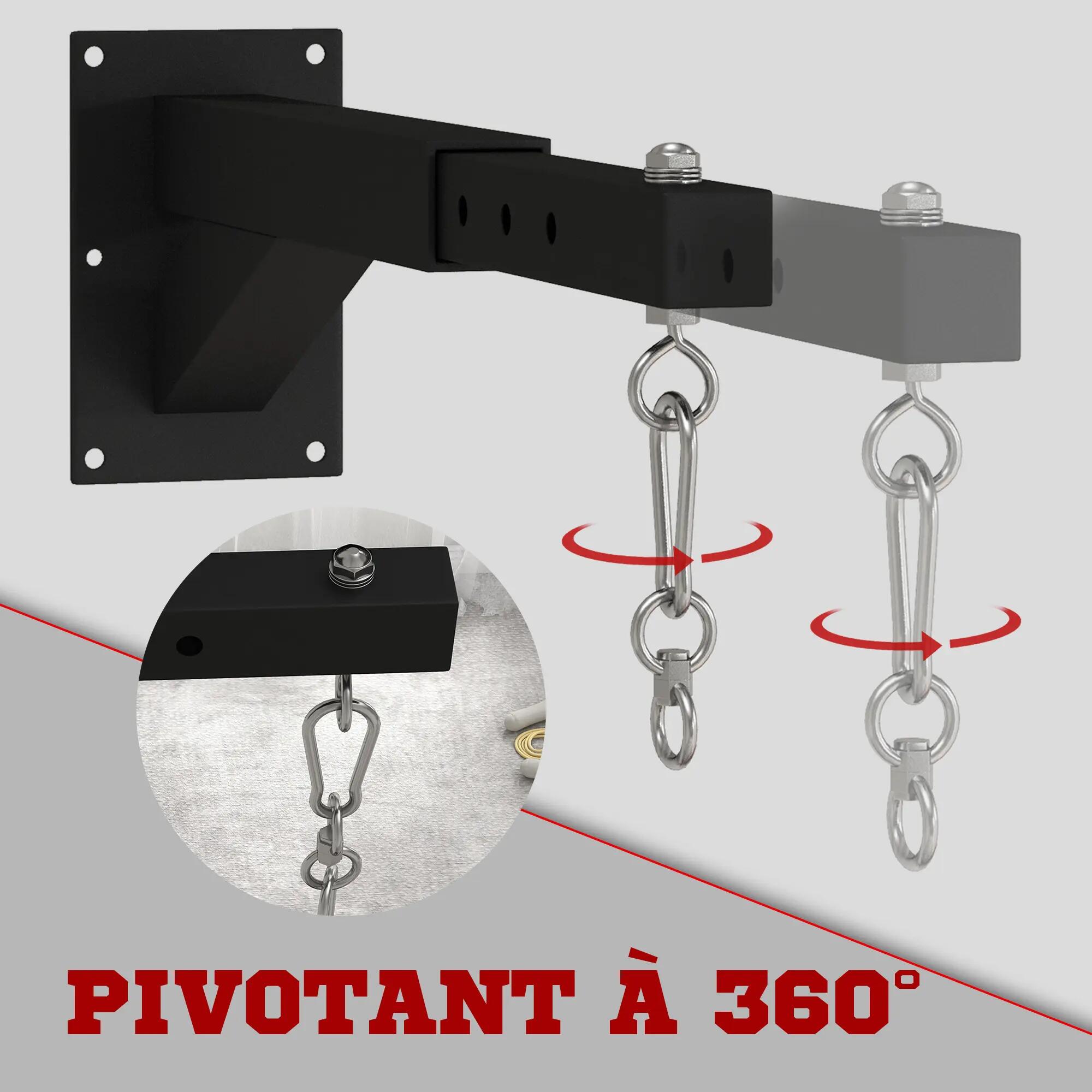 Support mural pour sac de boxe réglable à 5 longueurs, solide jusqu'à 60kg, pour 7/9