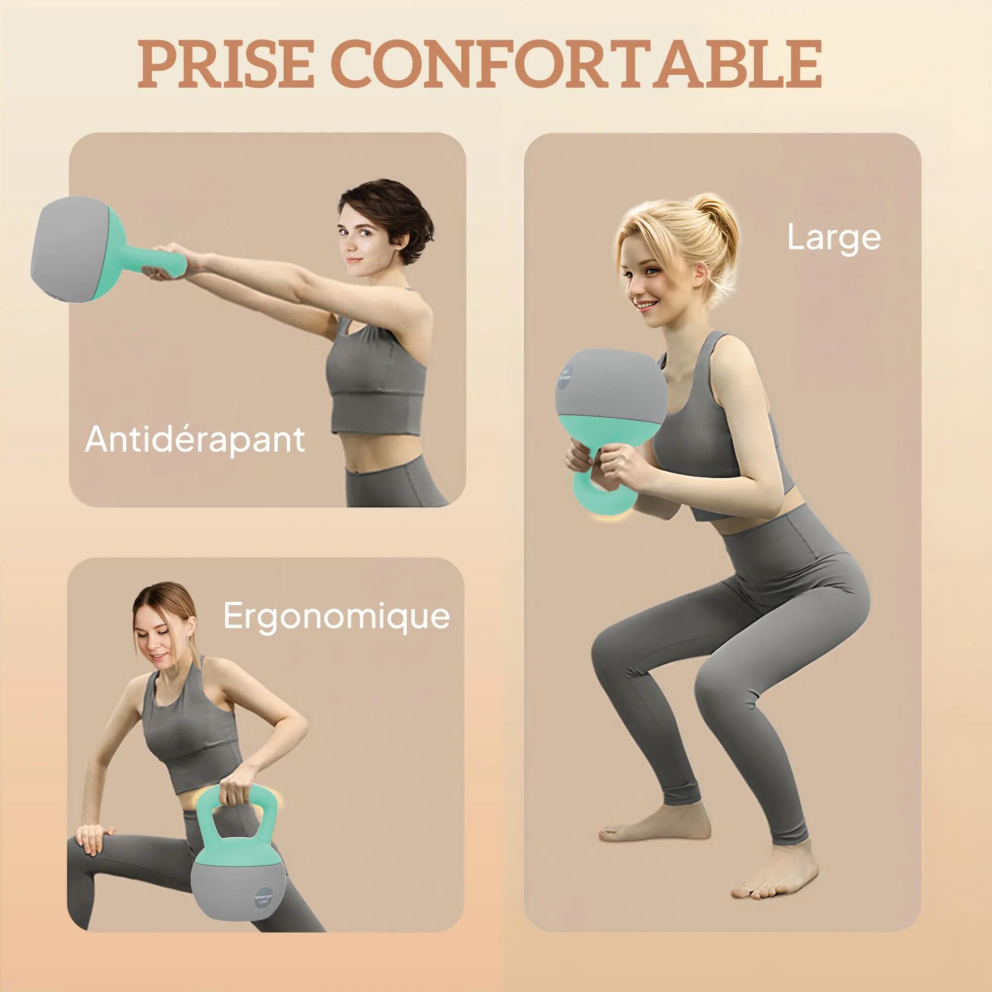 Kettlebell 12 kg haltère avec poignée antidérapante pour fitness musculation car 7/9