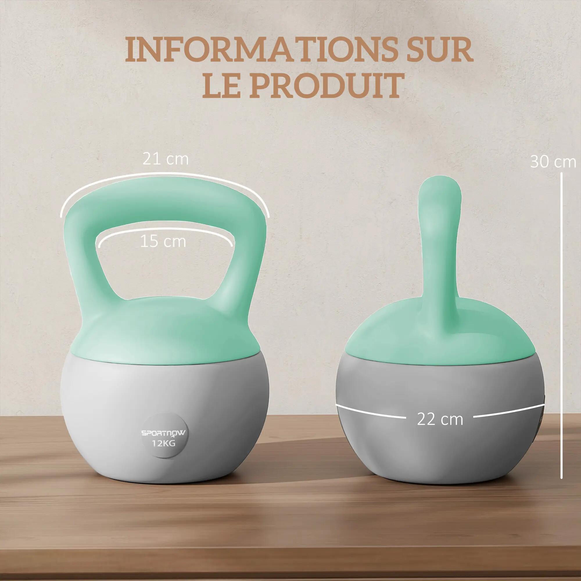Kettlebell 12 kg haltère avec poignée antidérapante pour fitness musculation car 5/9