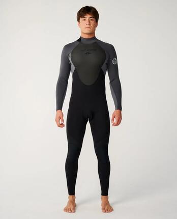 Surfwetsuit Heren Omega 4/3 mm met rugrits - Grey