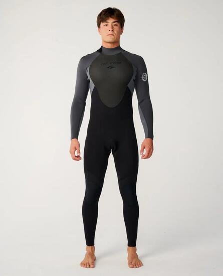 Surfwetsuit Heren Omega 4/3 mm met rugrits - Grey