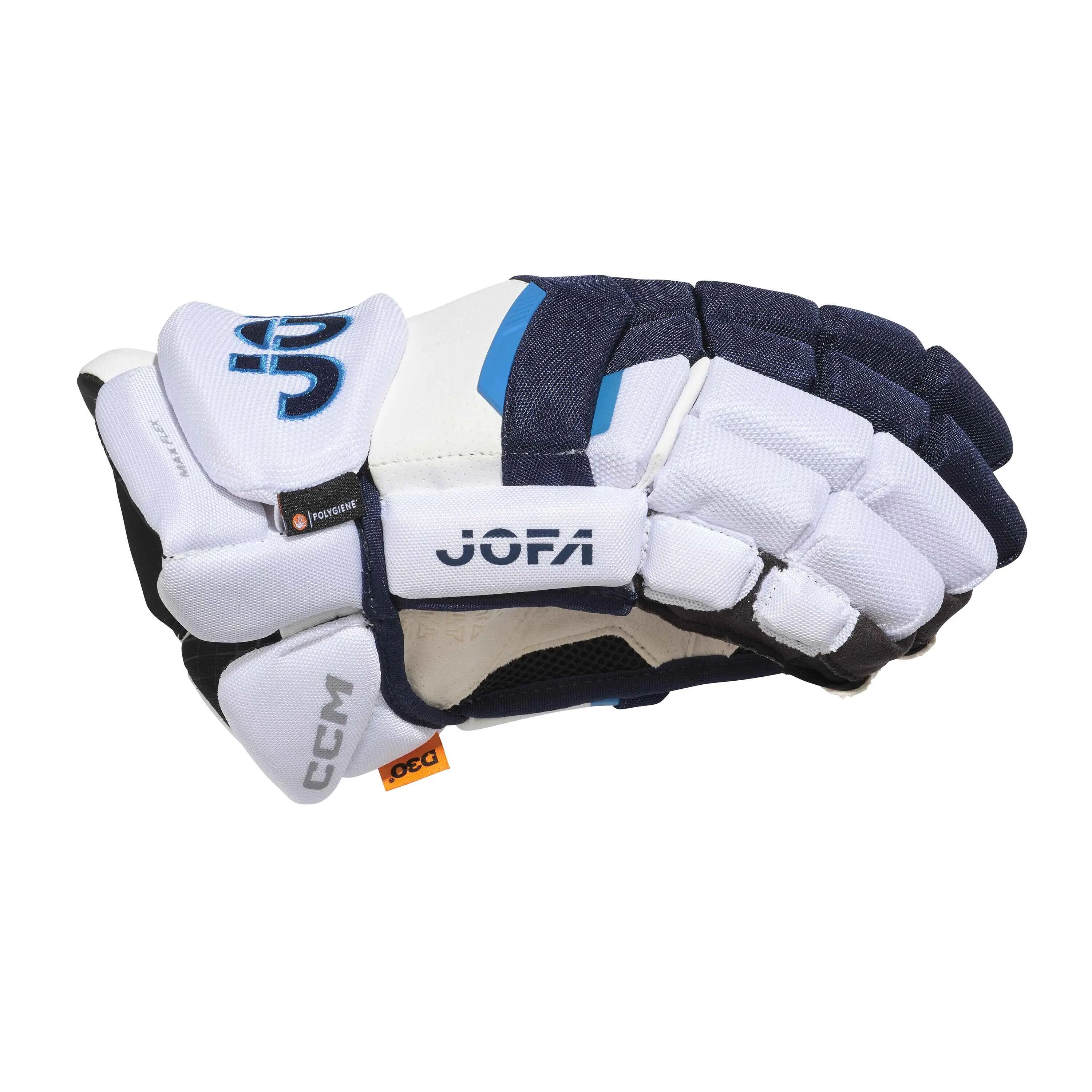 CCM HGJOFA26 Senior CCM CCM Eishockeyhandschuhe Weiß/Marineblau Erwachsene 4/5