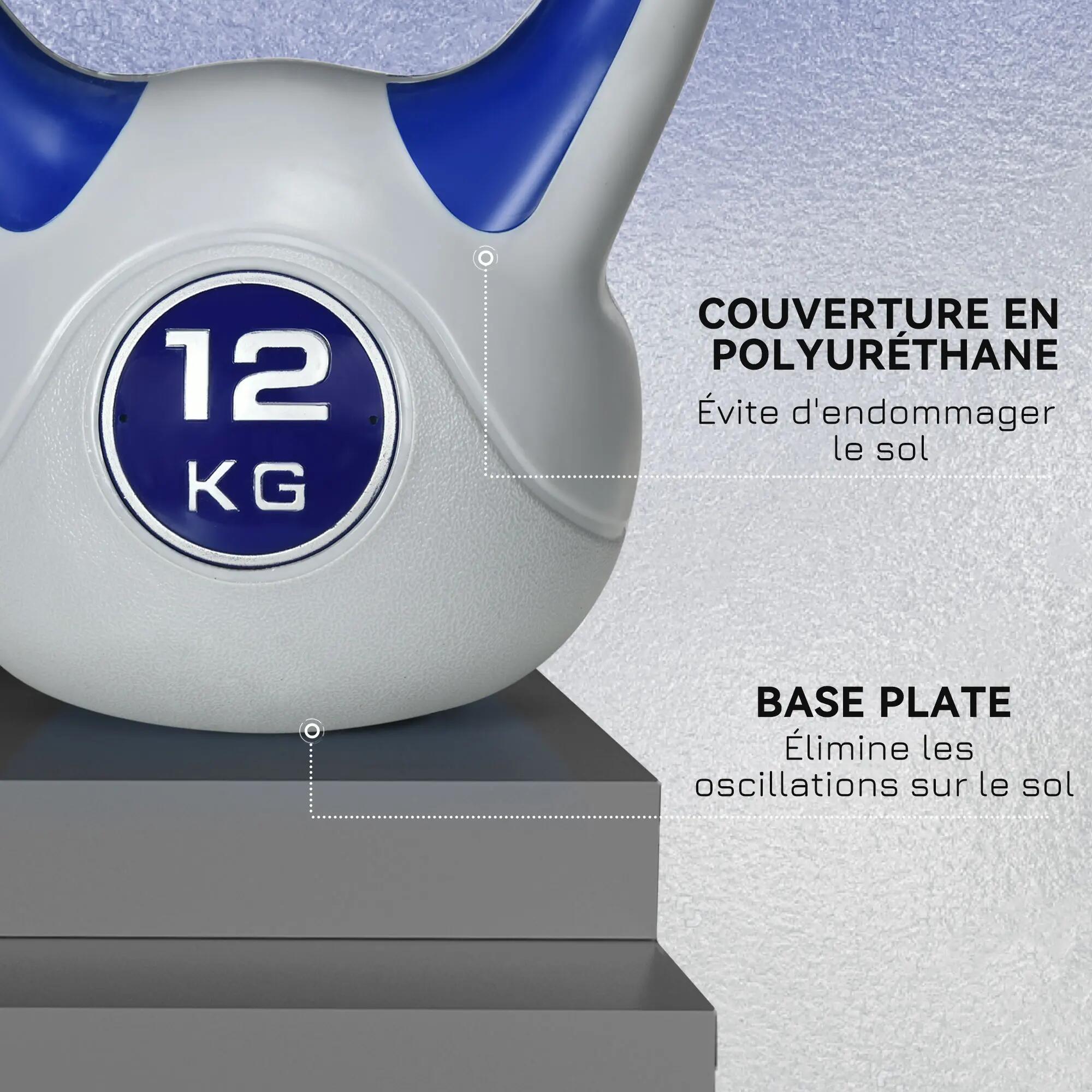 Kettlebell 12 kg, haltère avec poignée ergonomique, haltère à boule, musculation 8/9