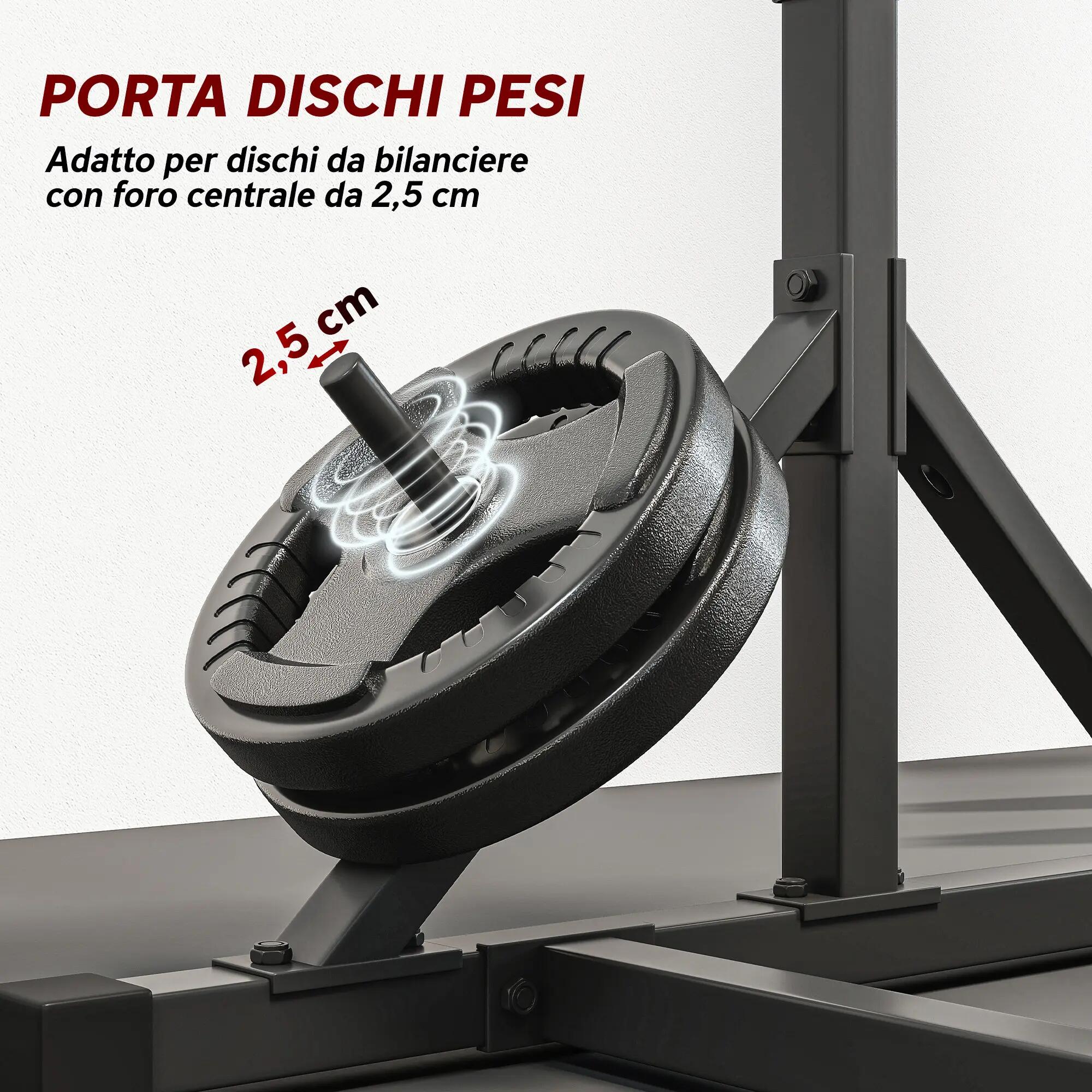 Support à squats réglable avec double support, porte-disque et barre de traction 9/9