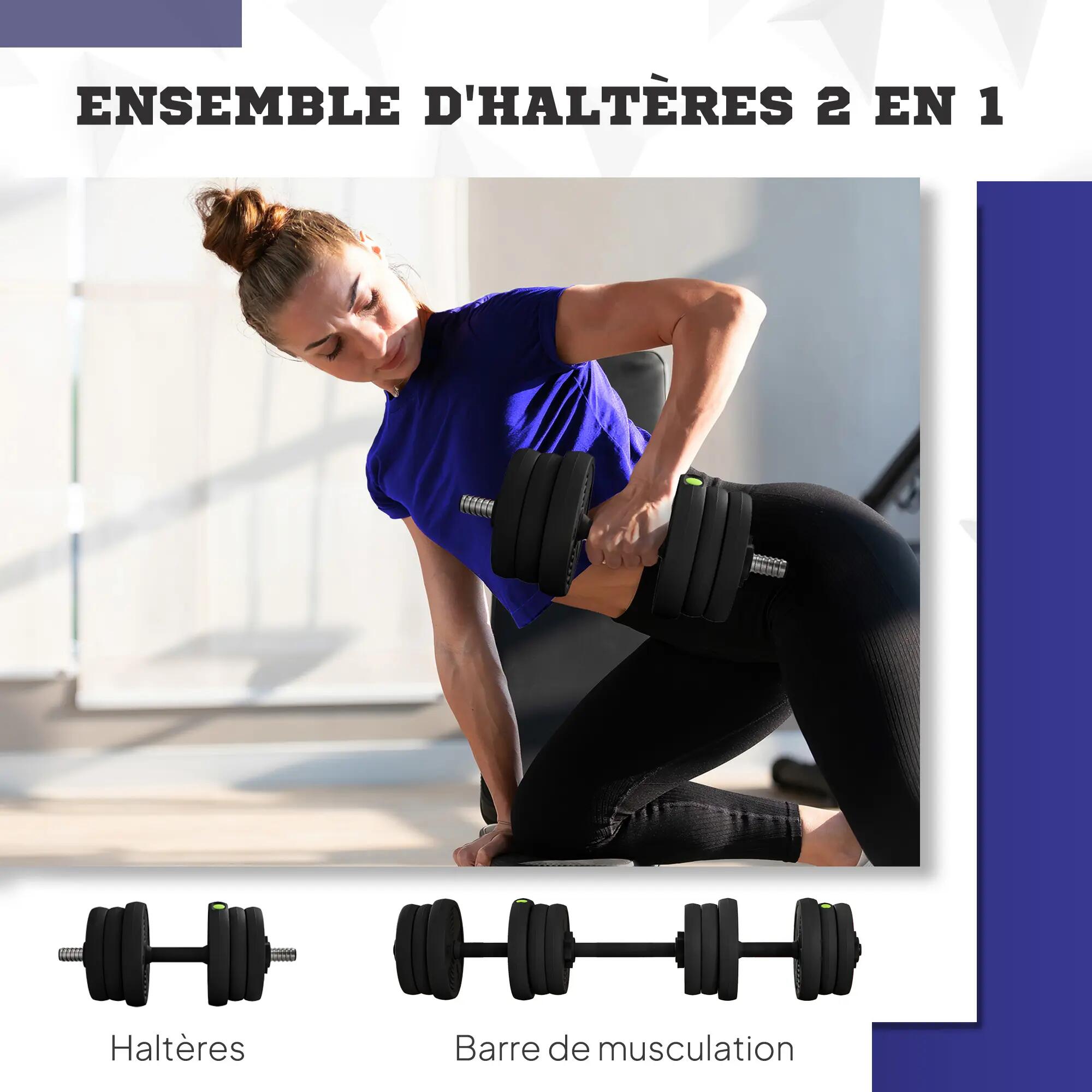 Haltères 2 en 1 réglables, haltères libres avec poignées antidérapantes, 20 KG - 6/9