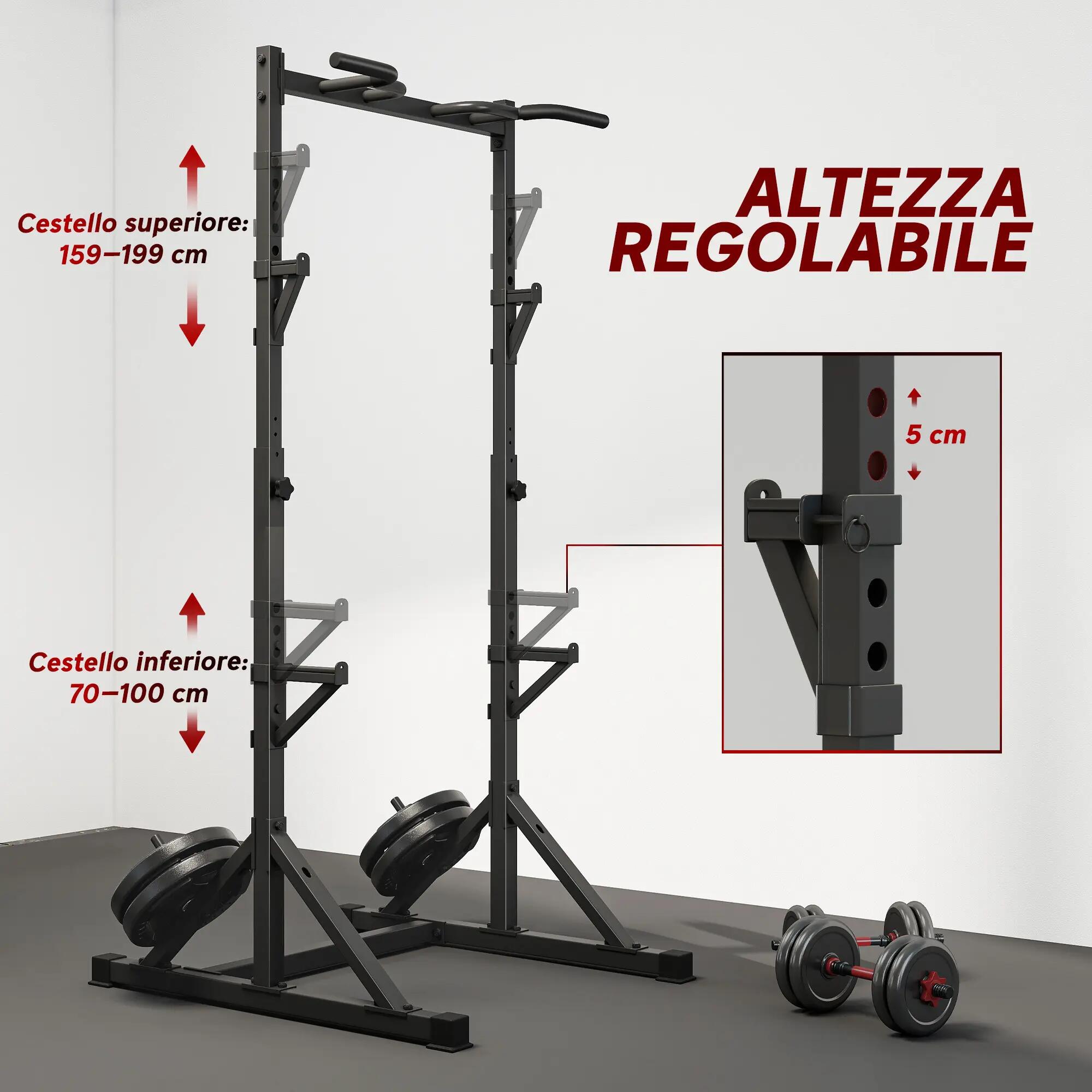 Support à squats réglable avec double support, porte-disque et barre de traction 7/9