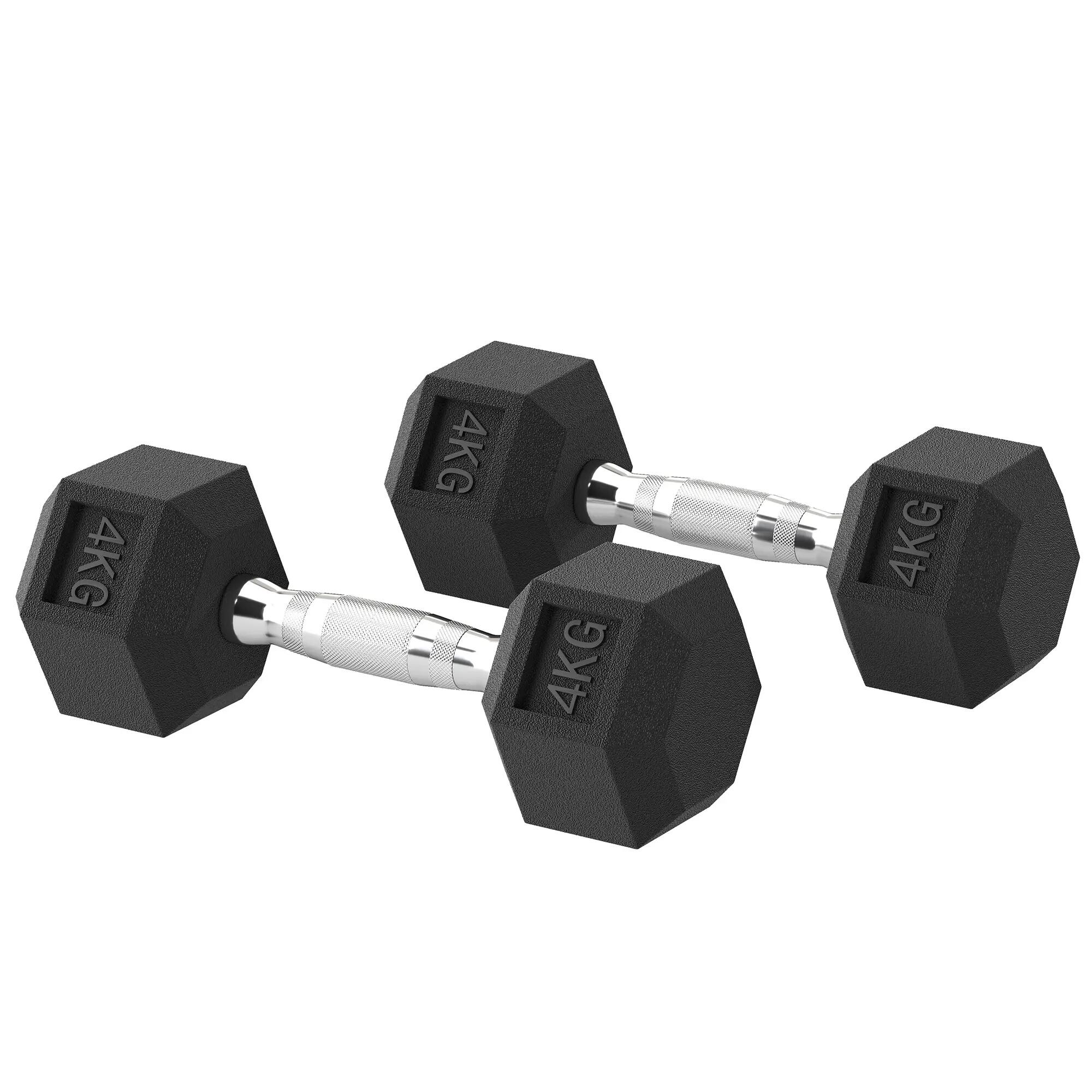 Lot de 2 haltères hexagonales de 4 kg avec poignée antidérapante et revêtement e 2/9
