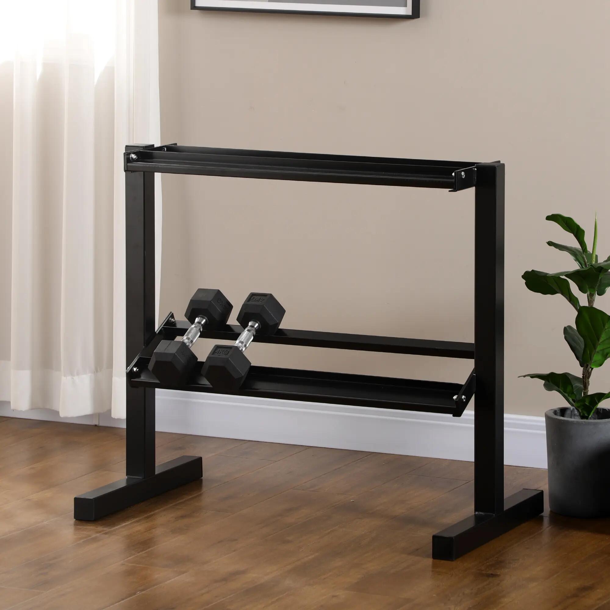 Support à haltères à 2 niveaux, en acier, capacité de charge de 270 kg, 94 x 52, 4/9