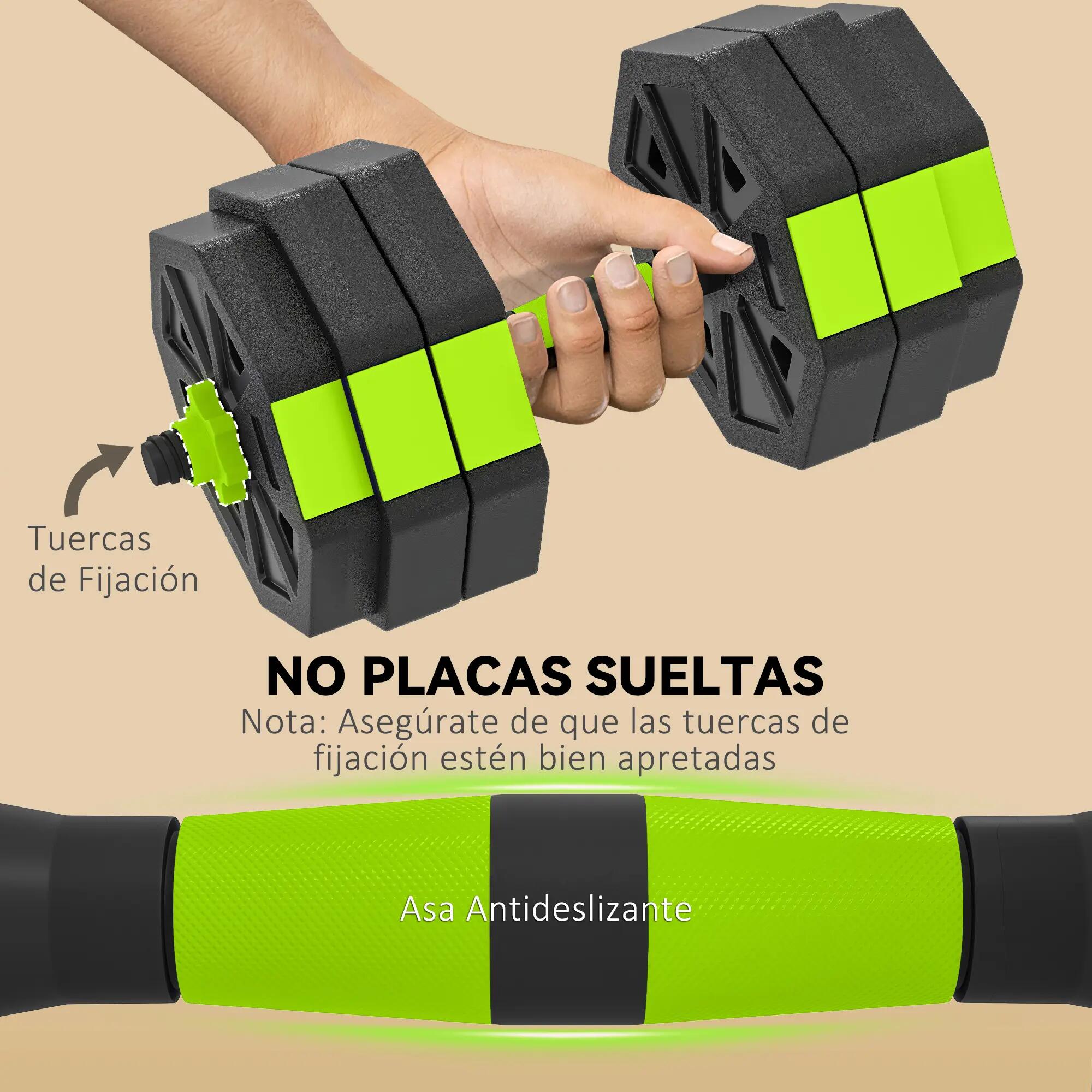 Ensemble d'haltères réglables 25 kg 6 en 1 comprenant kettlebell, barre d'haltèr 8/9