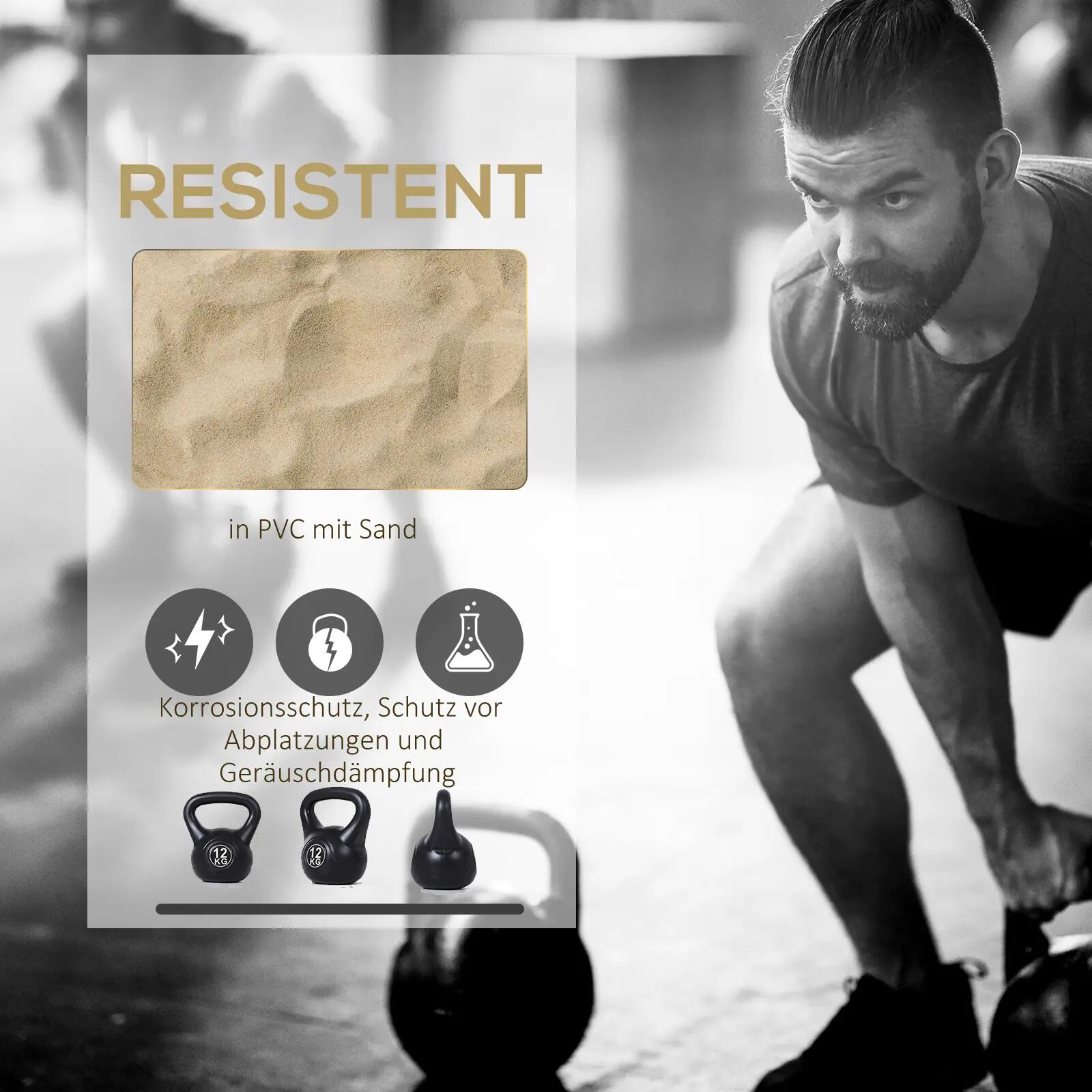 Kettlebell, haltère de 12 kg lestée de sable, pour débutants, noire 7/9