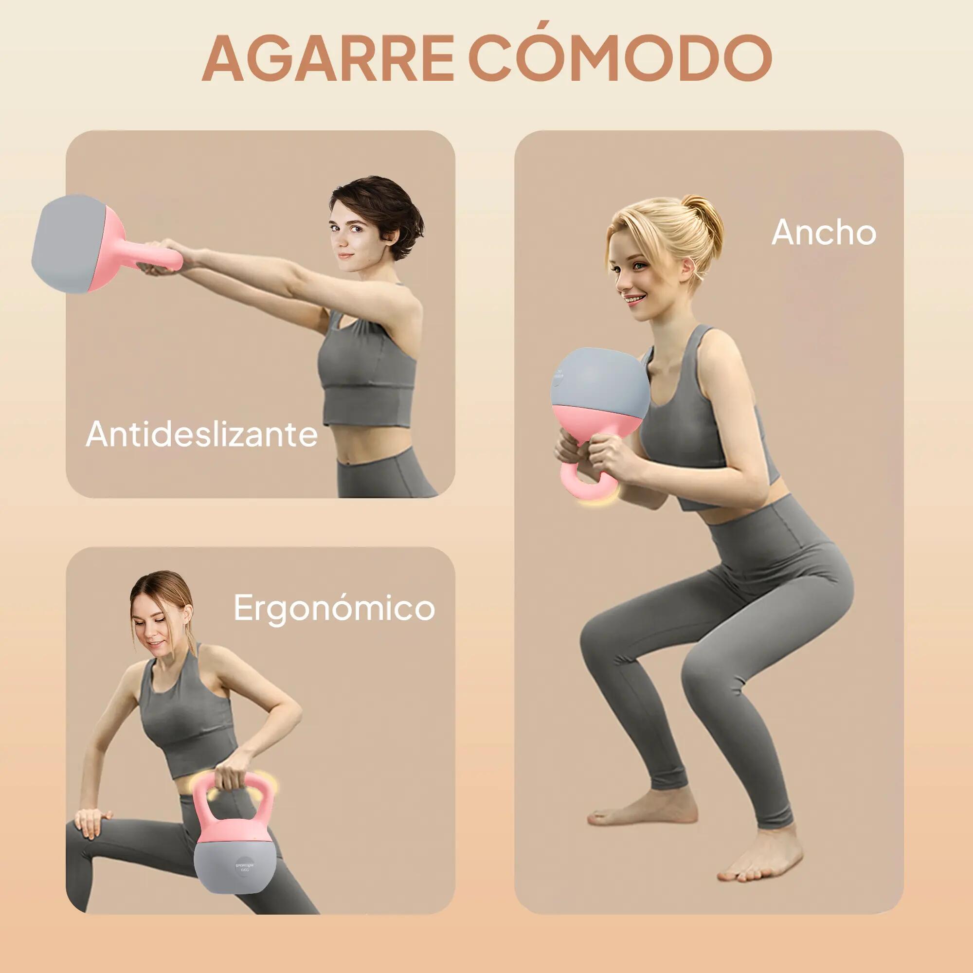 Kettlebell de 8 kg rempli de sable métallique et doté d'une poignée antidérapant 7/9