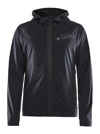 Veste running - route - Homme - imperméable, coupe-vent, capuche - Hydro - noir