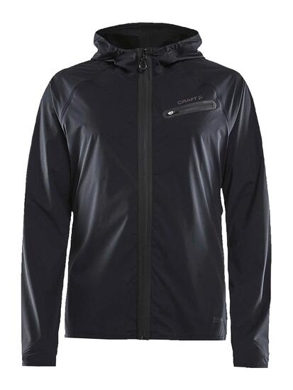 Veste running - route - Homme - imperméable, coupe-vent, capuche - Hydro - noir
