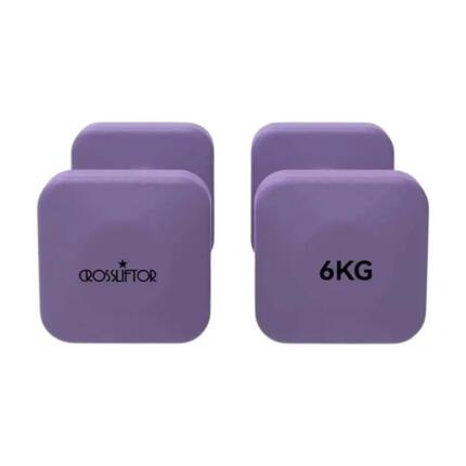 Vierkante PVC-dumbbells - Paar van 6 kg