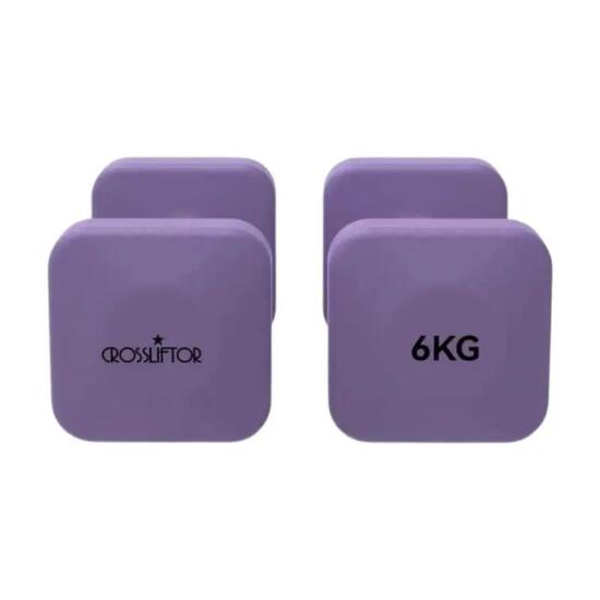 Vierkante PVC-dumbbells - Paar van 6 kg