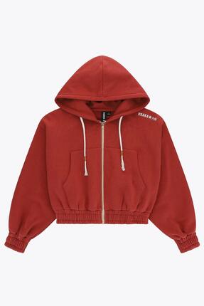 Osaka dames cropped hoodie met volledige ritssluiting | Brunette