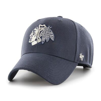 Chicago blackhawks '47 mvp snapback marineblauwe pet en muts voor volwassenen