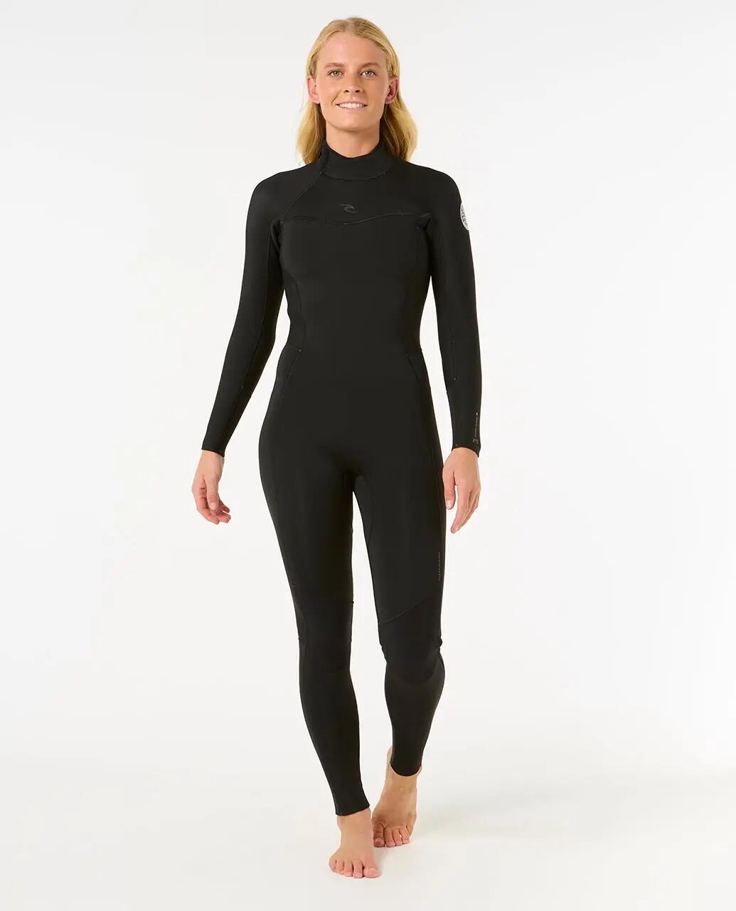 Surfwetsuit Dames Dawn Patrol 3/2 mm met rugrits - Noir 4/6
