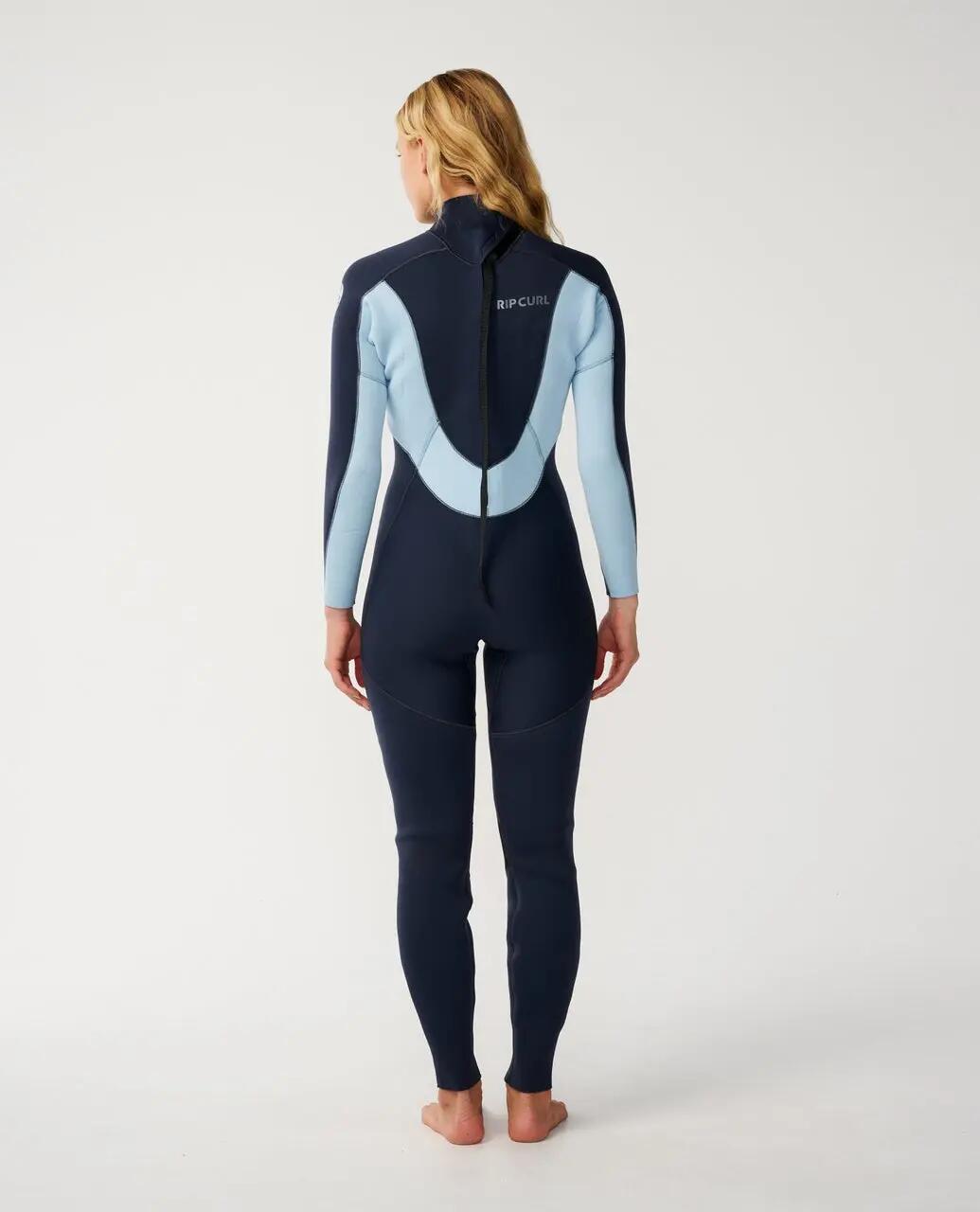 Surfwetsuit Dames Trad 3/2 mm met rugrits flatlocknaden - Marine 3/6