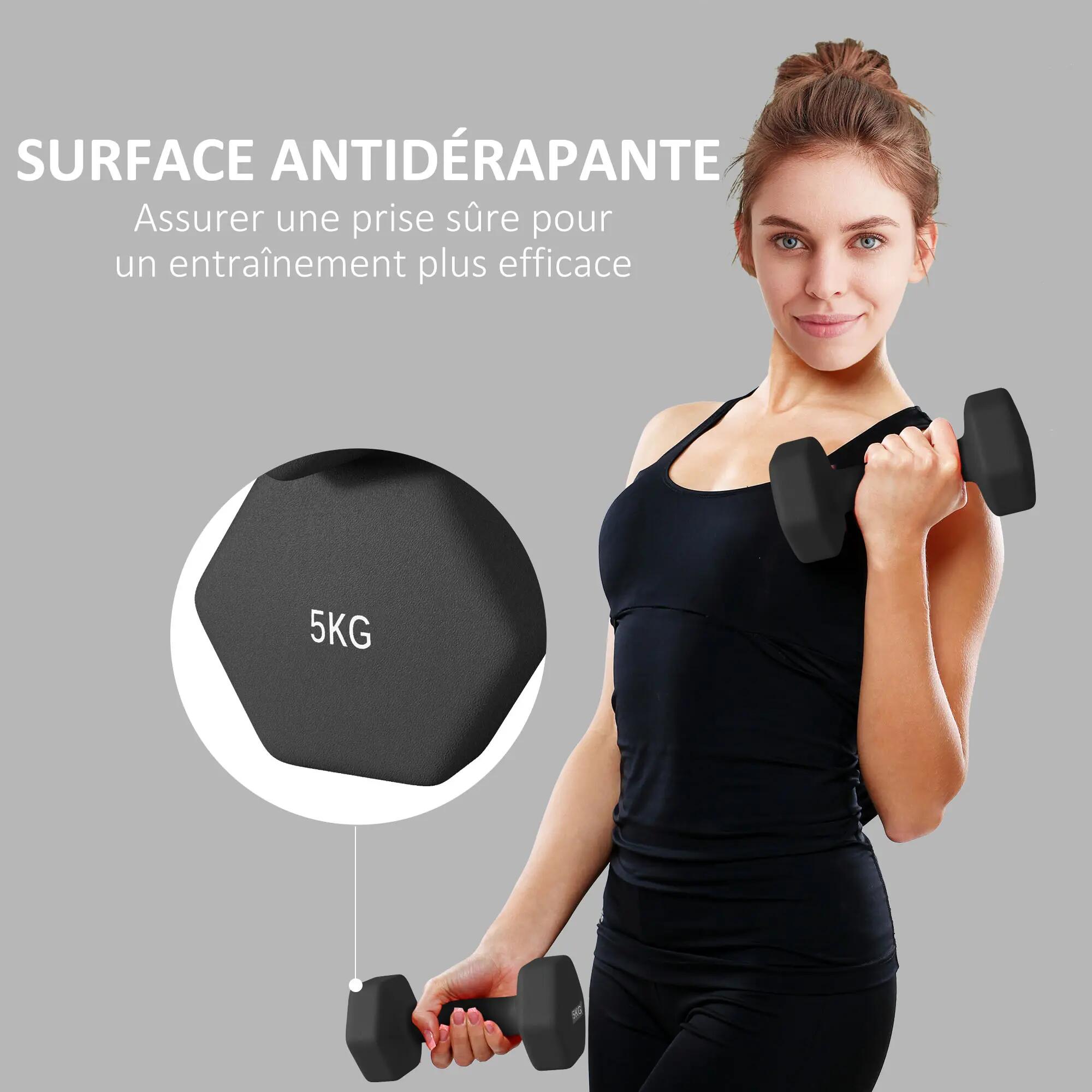 Lot de 2 haltères hexagonales avec poignée antidérapante pour l'entraînement à l 8/9