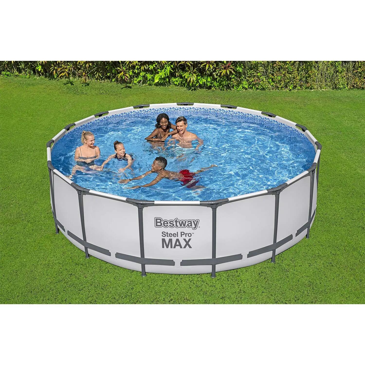 Ensemble de piscine Bestway Steel Pro Max 457 gris clair 4/6