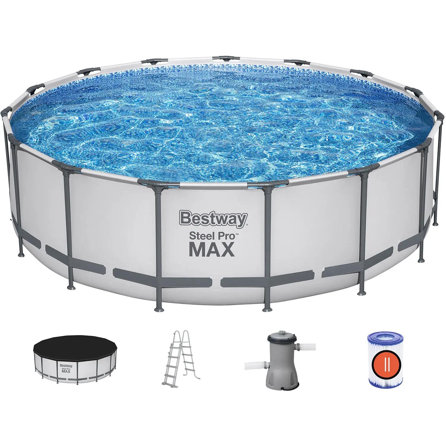 Ensemble de piscine Bestway Steel Pro Max 457 gris clair 3/6