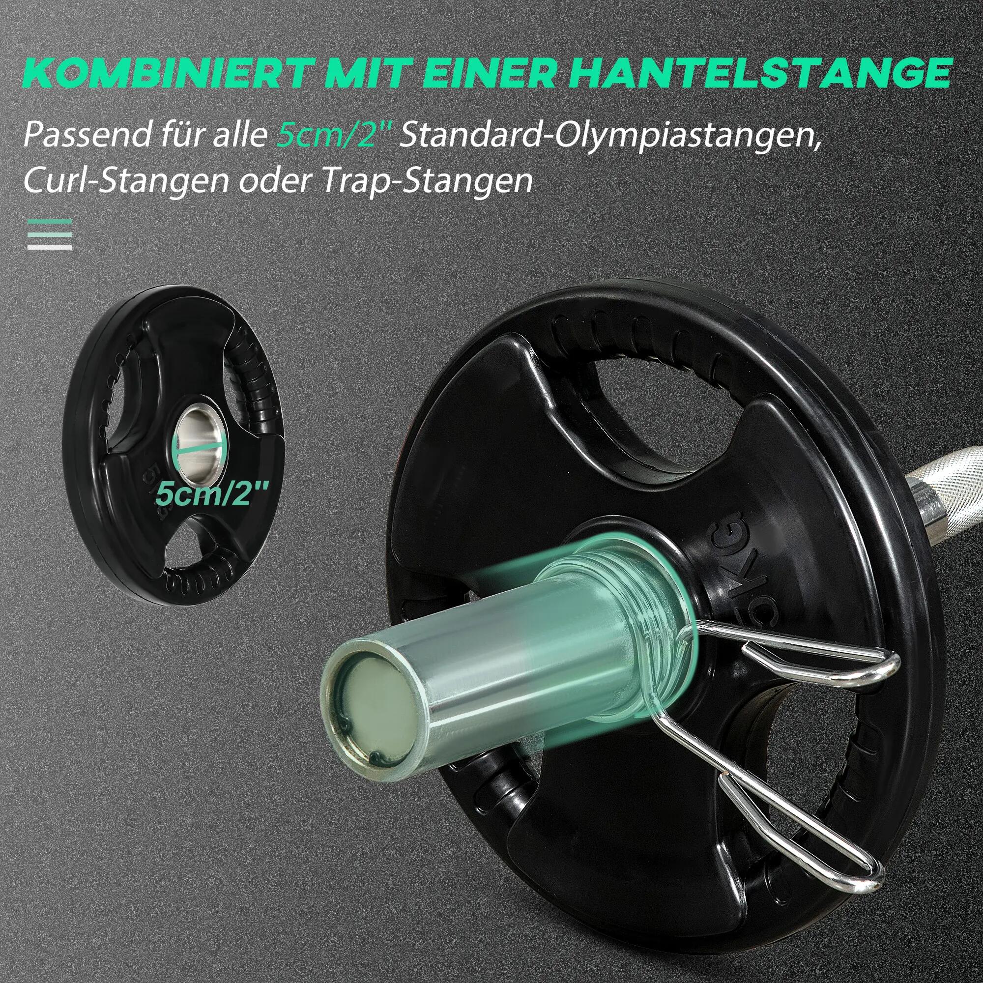 Disques de musculation, lot de 2, 5 kg par disque, trois poignées, revêtement en 7/9