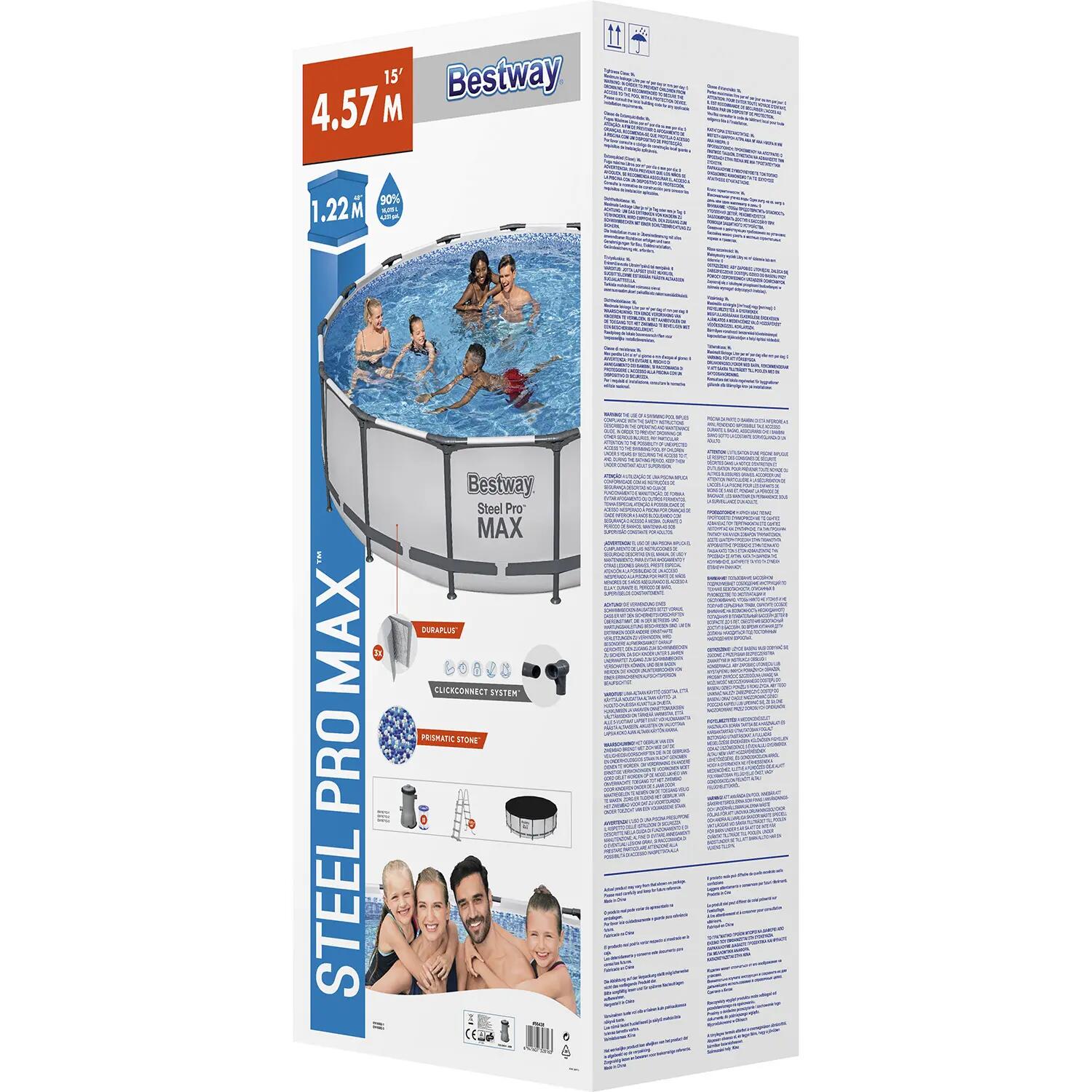 Ensemble de piscine Bestway Steel Pro Max 457 gris clair 2/6