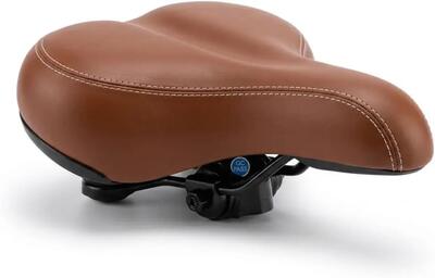 Sella marrone per bici City Bike e strada comfort unisex in pelle con morsetto