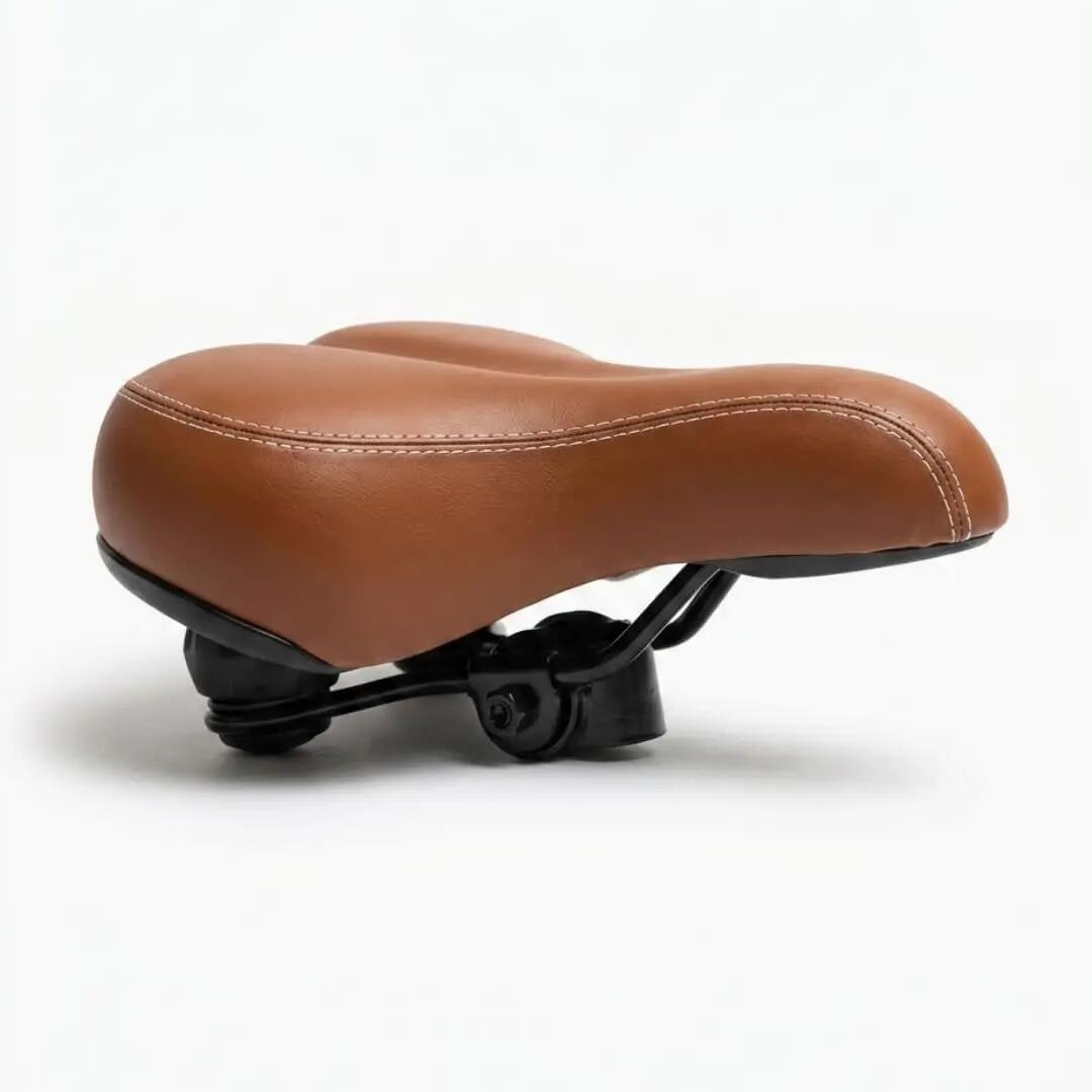 Brauner Fahrradsattel für City- und Rennrad, Unisex, Leder, mit Klemme 5/6