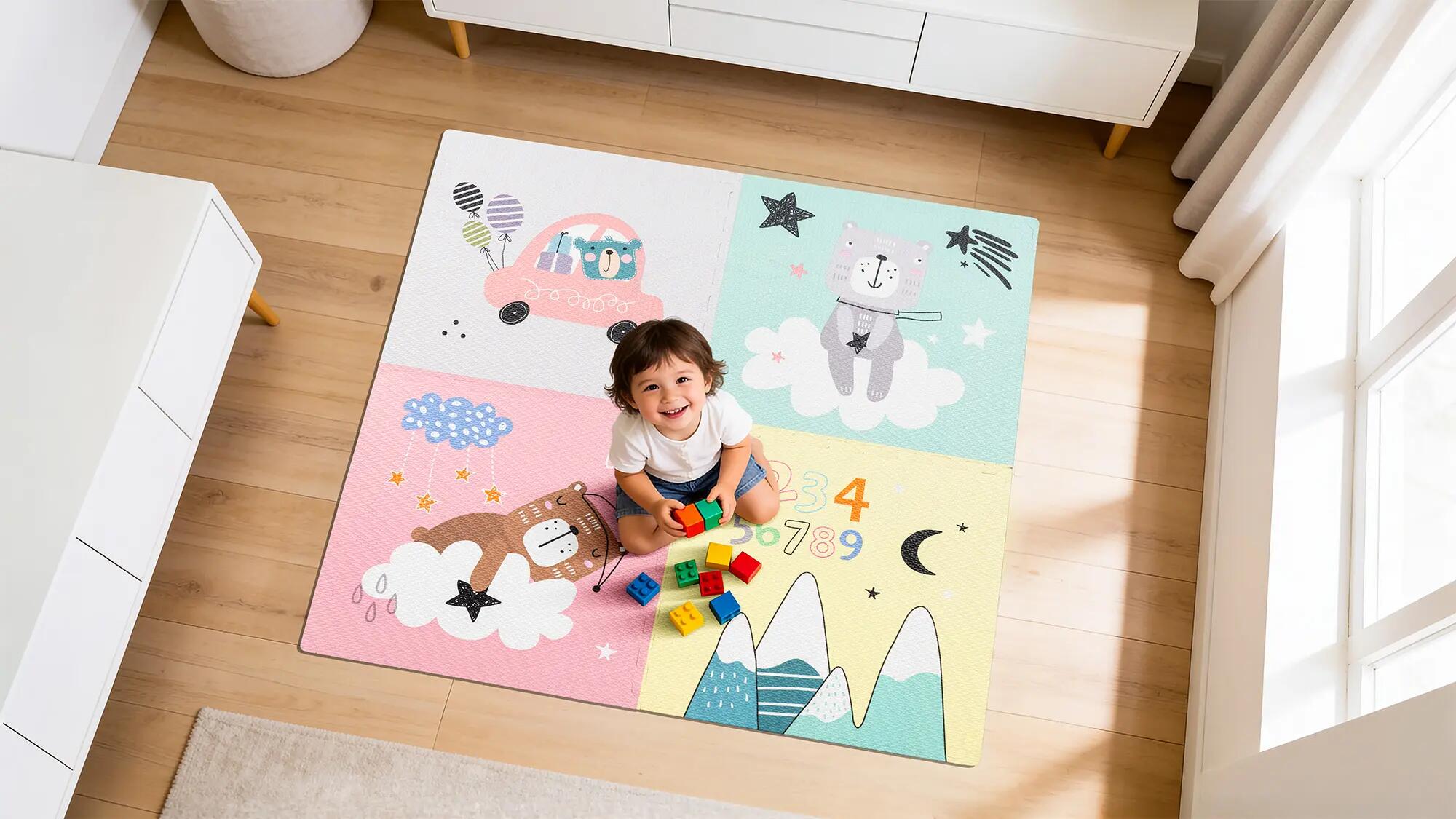 Mata edukacyjna dla niemowląt piankowa puzzle 120 x 120 cm misie Rebel 6/6