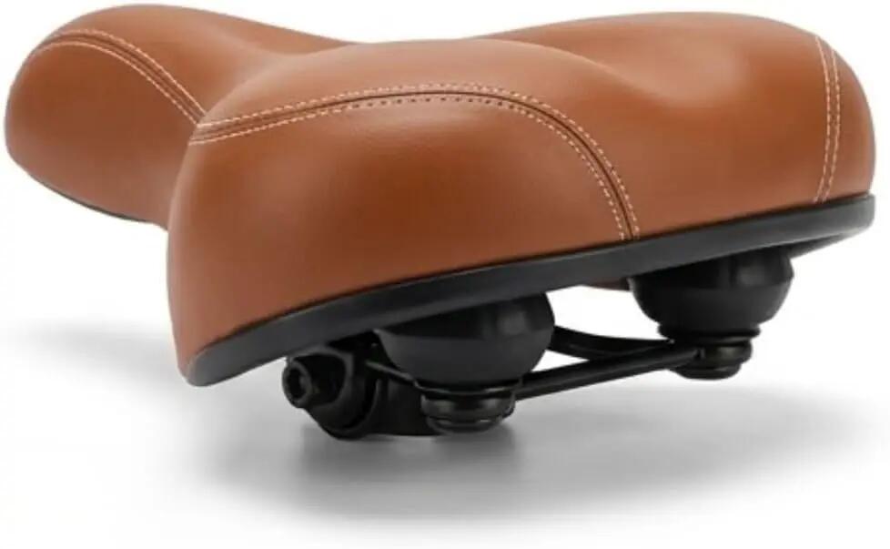 Brauner Fahrradsattel für City- und Rennrad, Unisex, Leder, mit Klemme 2/6