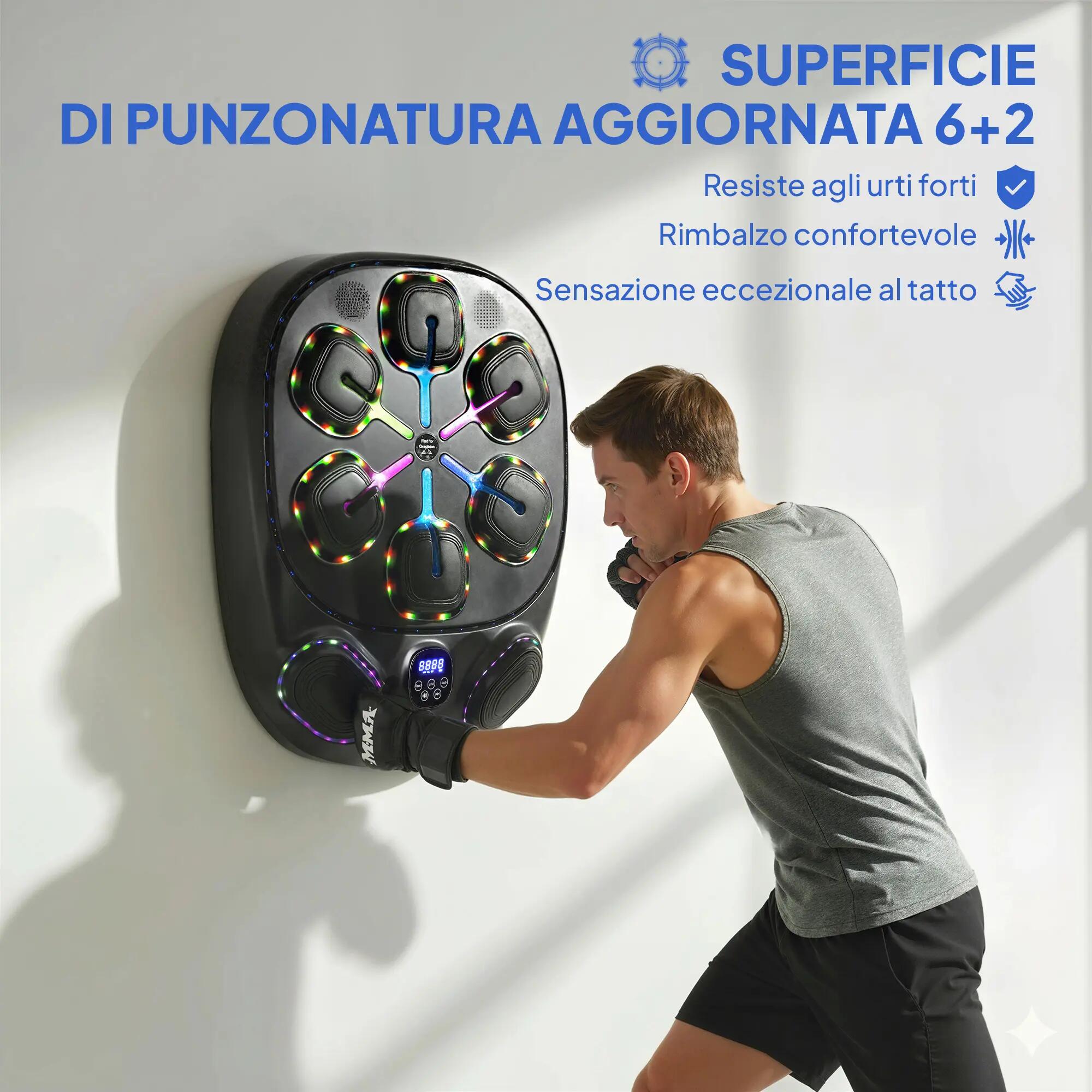 Machine de boxe musicale murale avec 9 modes, lumières LED et connexion Bluetoot 9/9