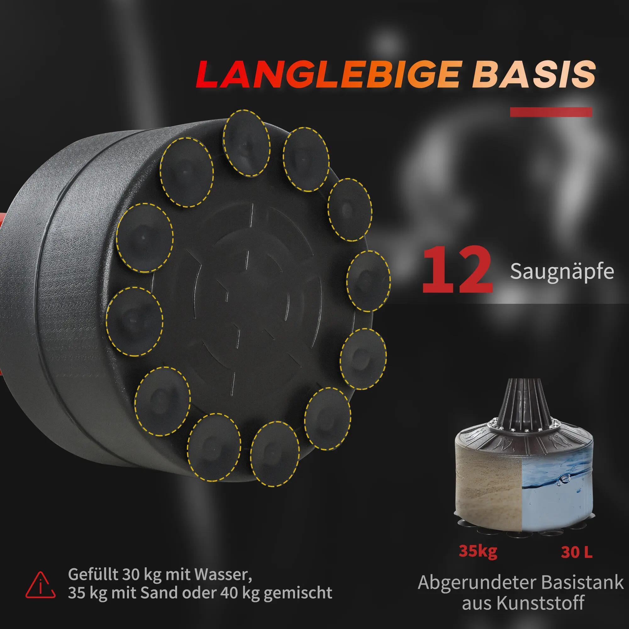 Sac de frappe sur pied, réglable en hauteur de 155 à 205 cm, avec barre de réfle 8/9