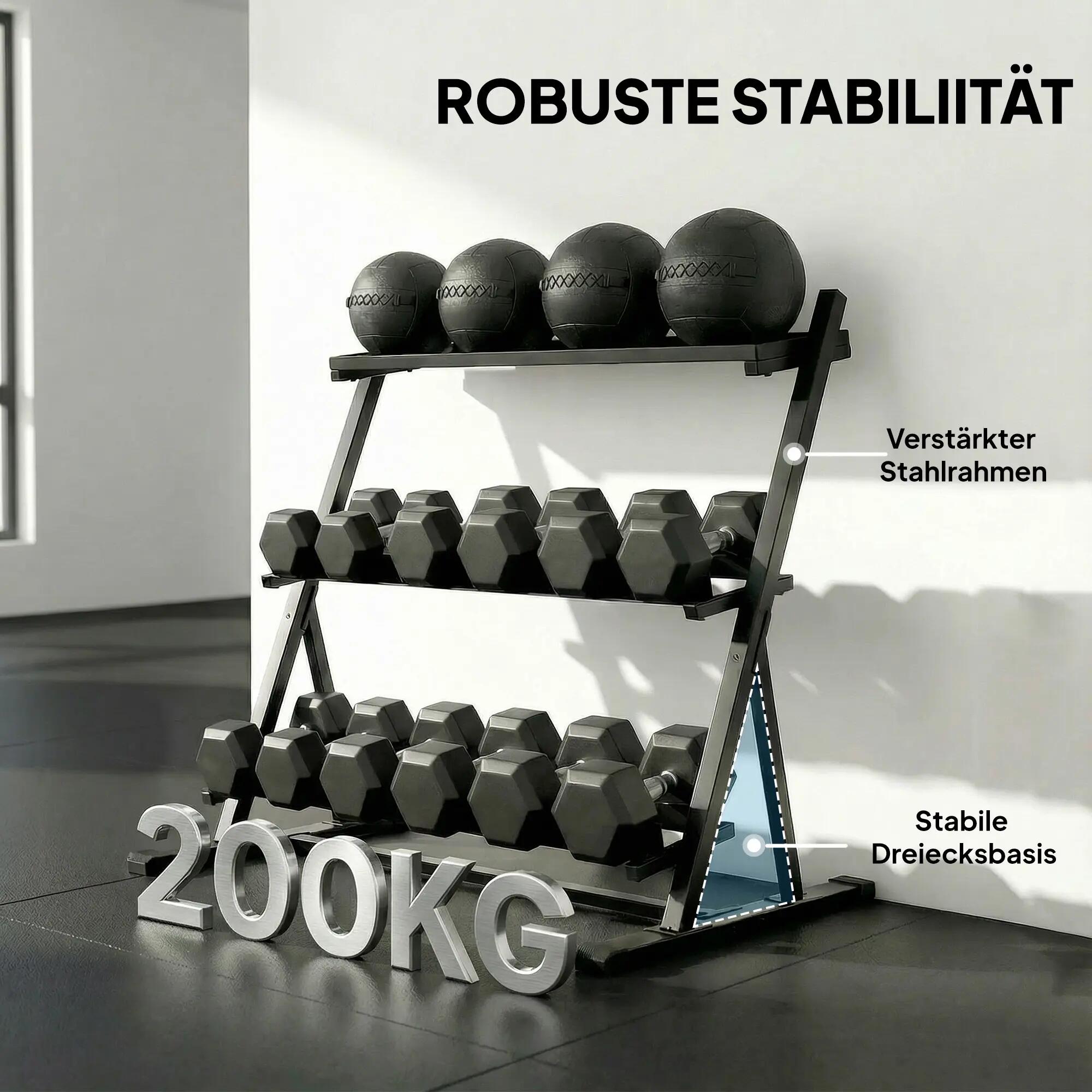 Support à haltères réglable à trois niveaux, charge max. 200 kg, antidérapant, a 8/9
